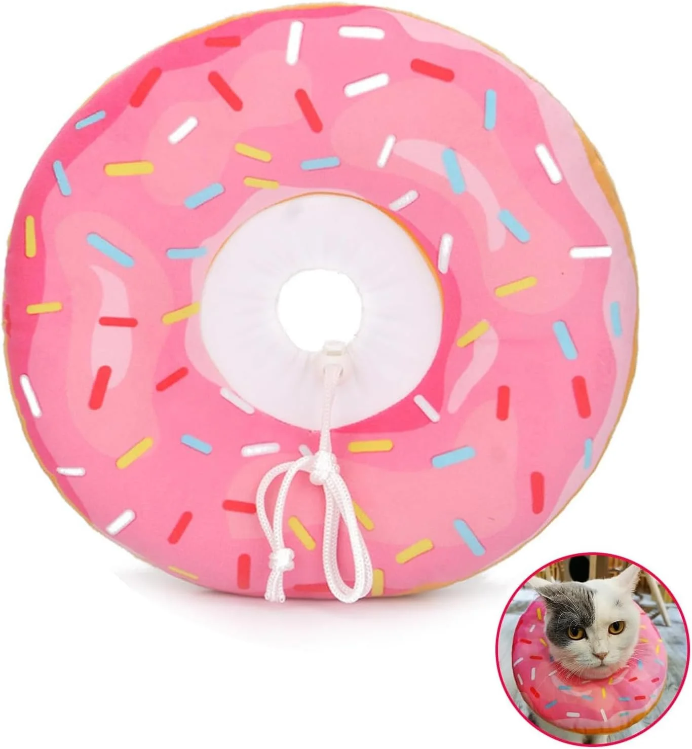 طوق گردنی مخروطی پنبه‌ای نرم و قابل تنظیم برای گربه - طوق گردنی راحت برای دوران نقاهت گربه‌ها و سگ‌های کوچک، محافظ گردن ایمن و زیبا