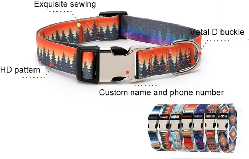 قلاده سگ نرم و بادوام با سگک فلزی، قلاده های قابل تنظیم برای سگ های کوچک، متوسط و بزرگ و گربه های بچه گربه طرح جنگل قلاده سگ نرم و بادوام با سگک فلزی، قلاده های قابل تنظیم برای سگ های کوچک، متوسط و بزرگ و گربه های بچه گربه طرح جنگل