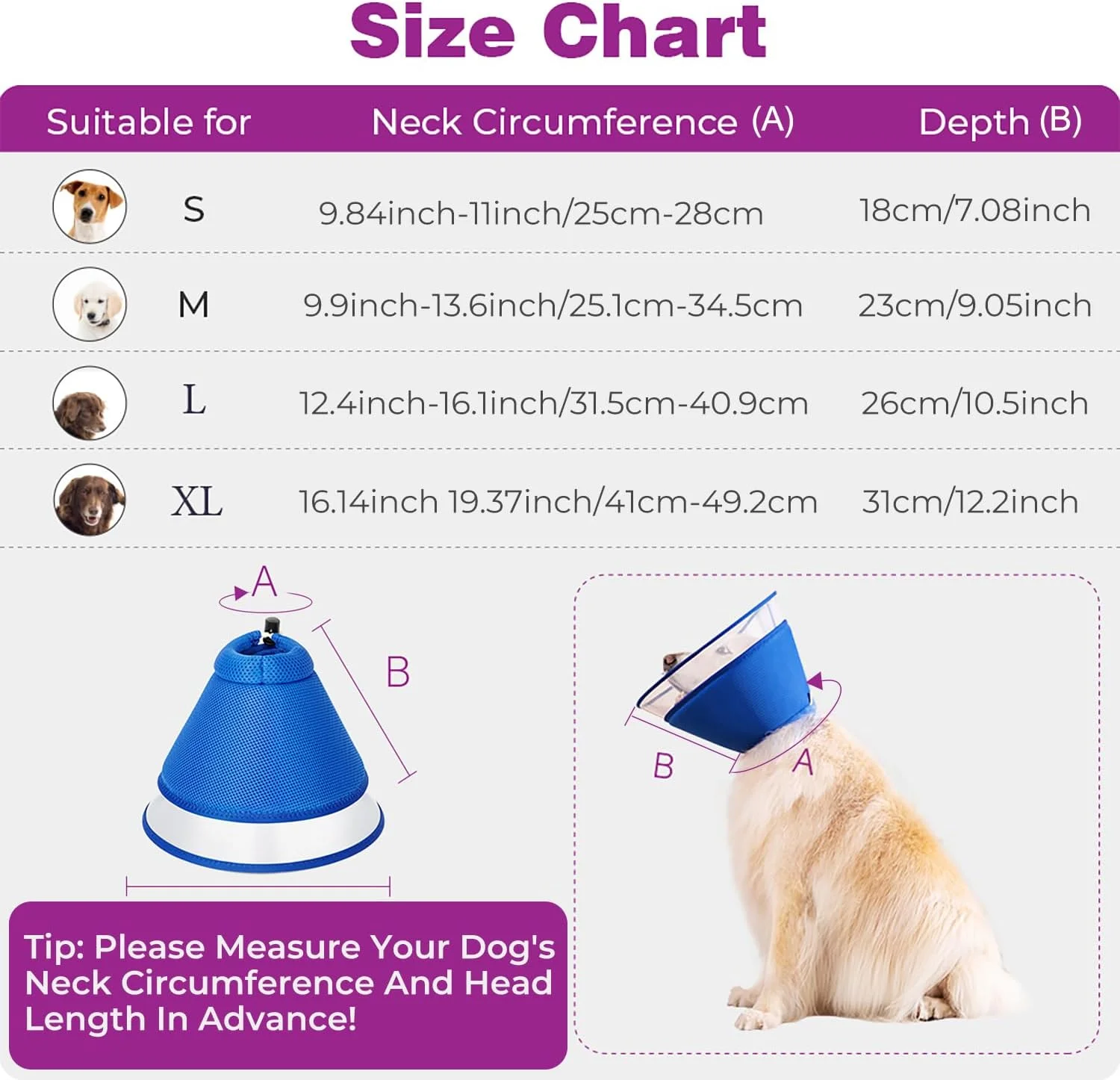 محافظ لیس سگ، یقه محافظ نرم، یقه مخروطی، یقه ریکاوری قابل تنظیم، الیزابت تنفسی حیوانات خانگی، یقه سگ، محافظ لیس سگ (L، آبی)