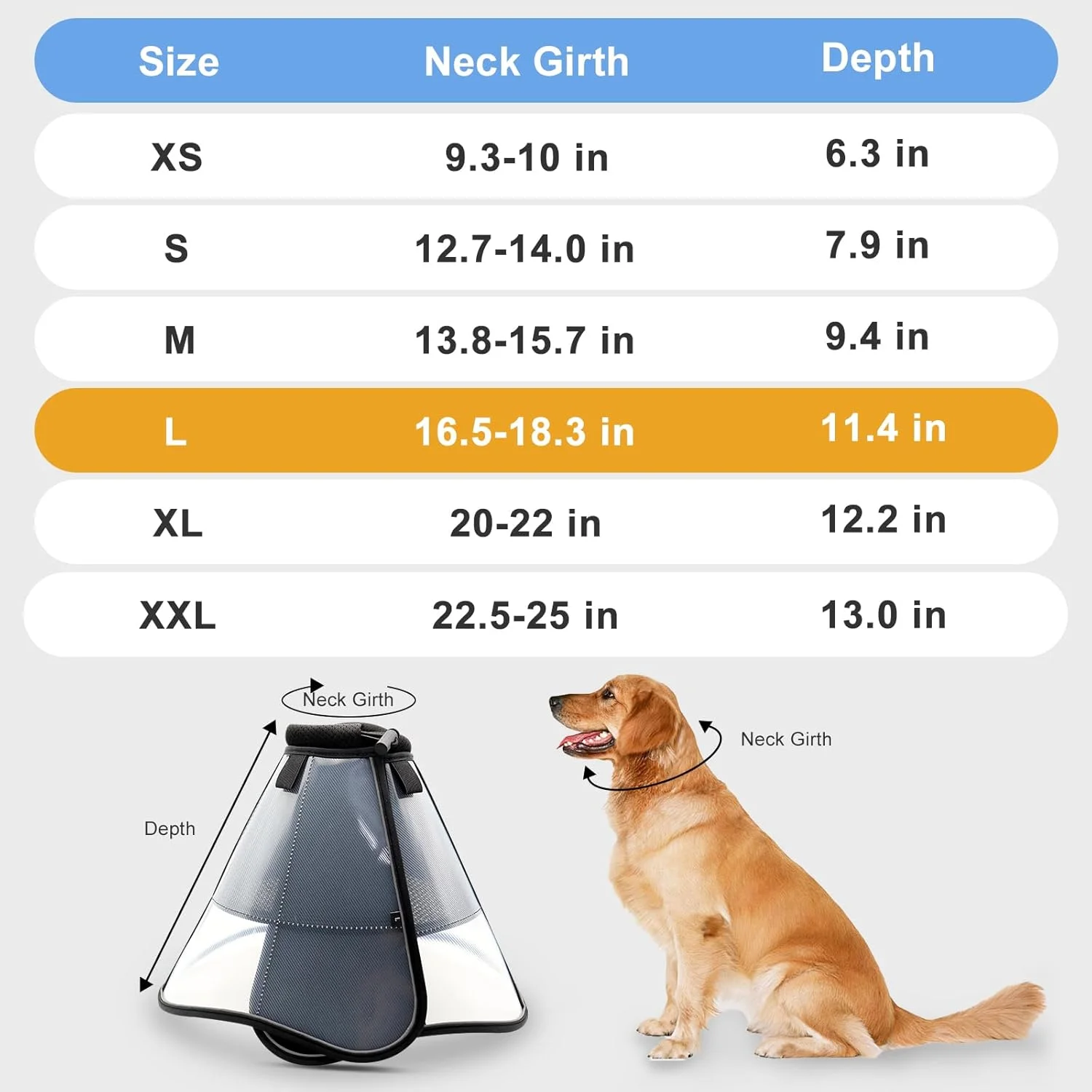 مخروطی نرم سگ برای سگ ها بعد از جراحی، قلاده نقاهت تنفسی حیوانات خانگی برای سگ های بزرگ و متوسط، قلاده مخروطی سگ قابل تنظیم، قلاده الیزابتی (L، مشکی)