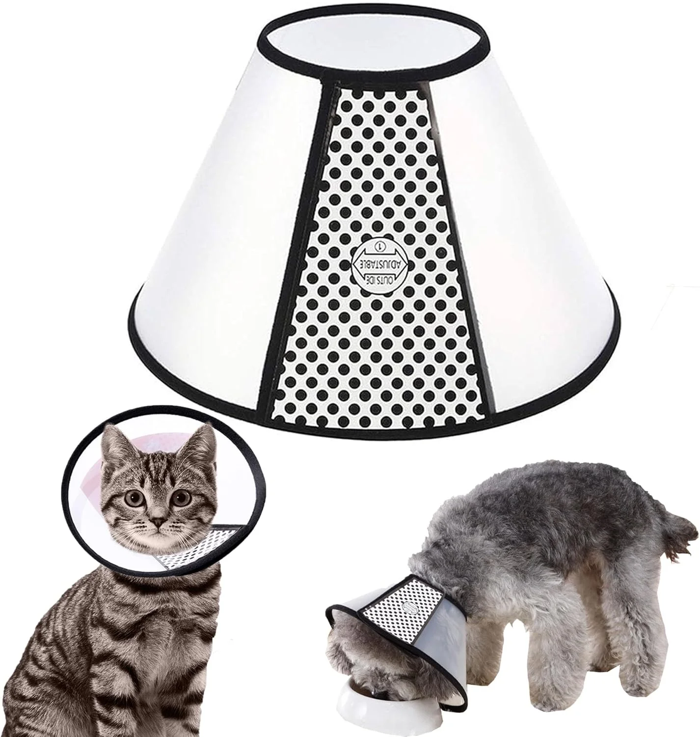 مخروط محافظ حیوانات خانگی، طوق محافظ گردن قابل تنظیم سگ بزرگ، پوشش ایمنی ضد گاز گرفتن و لیسیدن، برای بعد از جراحی، ترمیم زخم، کوتاه کردن ناخن ها (دور گردن 31-34 سانتی متر)