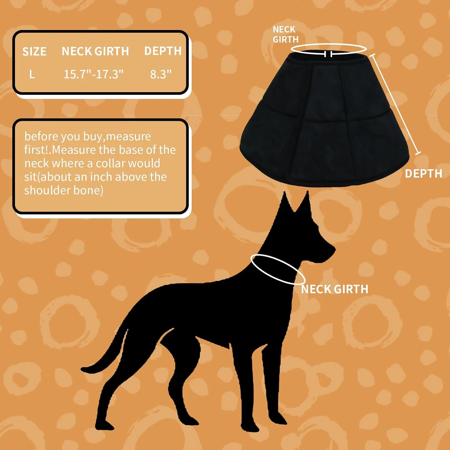 طوق گردنی محافظ سگ و گربه قابل تنظیم، طوق نرم التیام گربه، طوق محافظ سگ برای گربه ها، توله سگ و سگ ها، مشکی، بزرگ طوق گردنی محافظ سگ و گربه قابل تنظیم، طوق نرم التیام گربه، طوق محافظ سگ برای گربه ها، توله سگ و سگ ها، مشکی، بزرگ