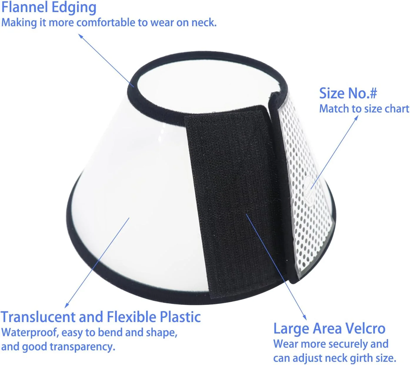 مخروطی گردنی سگ بعد از جراحی، طوق گردنی قابل تنظیم برای بهبود حیوانات خانگی برای سگ ها و گربه ها، طوق الیزابتی پلاستیکی برای جلوگیری از لیسیدن زخم (XXL-D)