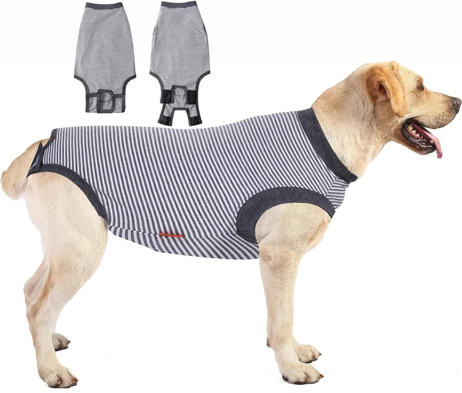 لباس نقاهت سگ، لباس جراحی سگ بزرگ، پیراهن نقاهت جراحی برای سگ نر، لباس یکسره تنفسی بدون آستین ضد لیسیدن توله سگ ماده، خاکستری، L