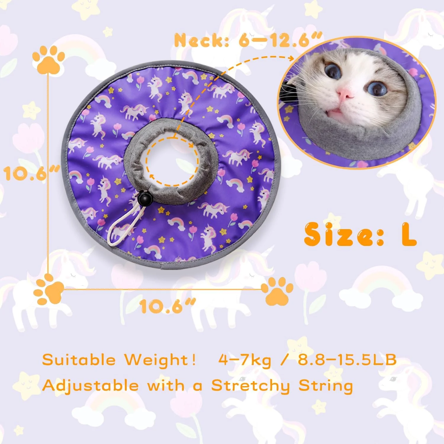 طوق گردنی محافظ گربه ضد آب، طوق مخروطی قابل تنظیم حیوانات خانگی، طوق های محافظ گردن گربه برای جلوگیری از لیسیدن زخم، طوق الیزابتی سبک وزن برای گربه ها، سگ های کوچک و توله سگ ها