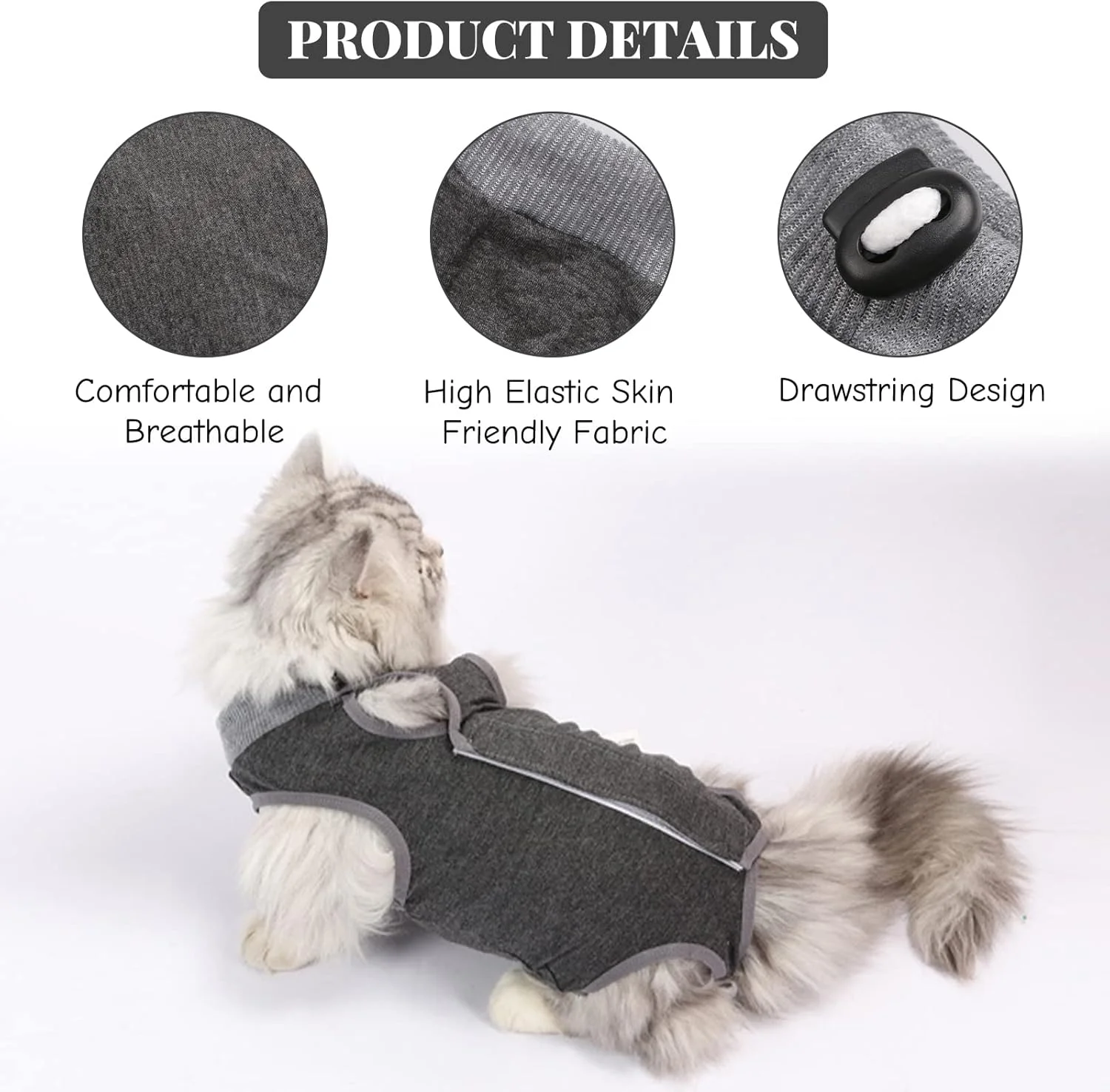 لباس نقاهت جراحی گربه، جایگزین قیف گردنی، پیراهن جراحی حیوانات خانگی برای جلوگیری از لیسیدن، بیماری های پوستی، زخم های شکمی، لباس گربه برای حیوانات خانگی سگ ها، سایز M