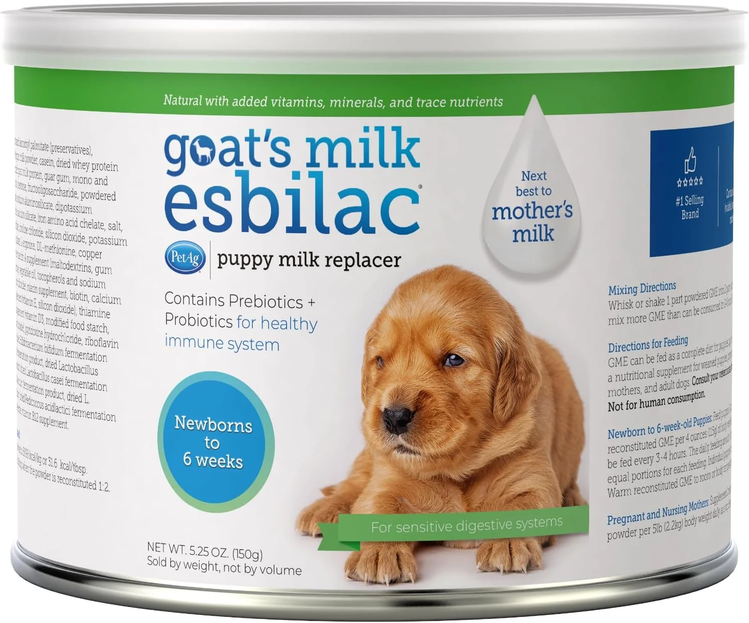 پودر شیر بز جایگزین شیر سگ پت اِی‌جی اسبیلاک - فرمول شیر برای توله سگ ها با سیستم گوارشی حساس - 150 گرم