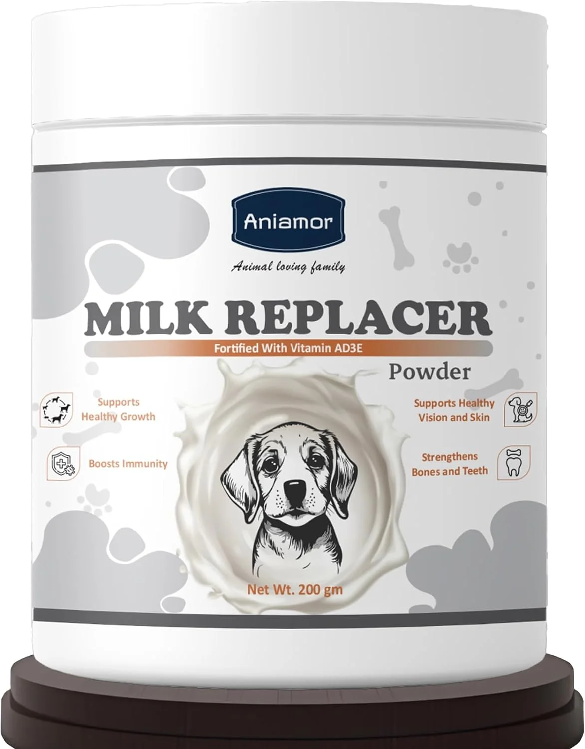 جایگزین شیر آنیامور به همراه ویتامین های آ، د۳ و ای برای سگ ها | بینایی سالم | ایمنی | مکمل حیوانات خانگی | تمام مراحل زندگی | شیشه ۲۰۰ گرمی