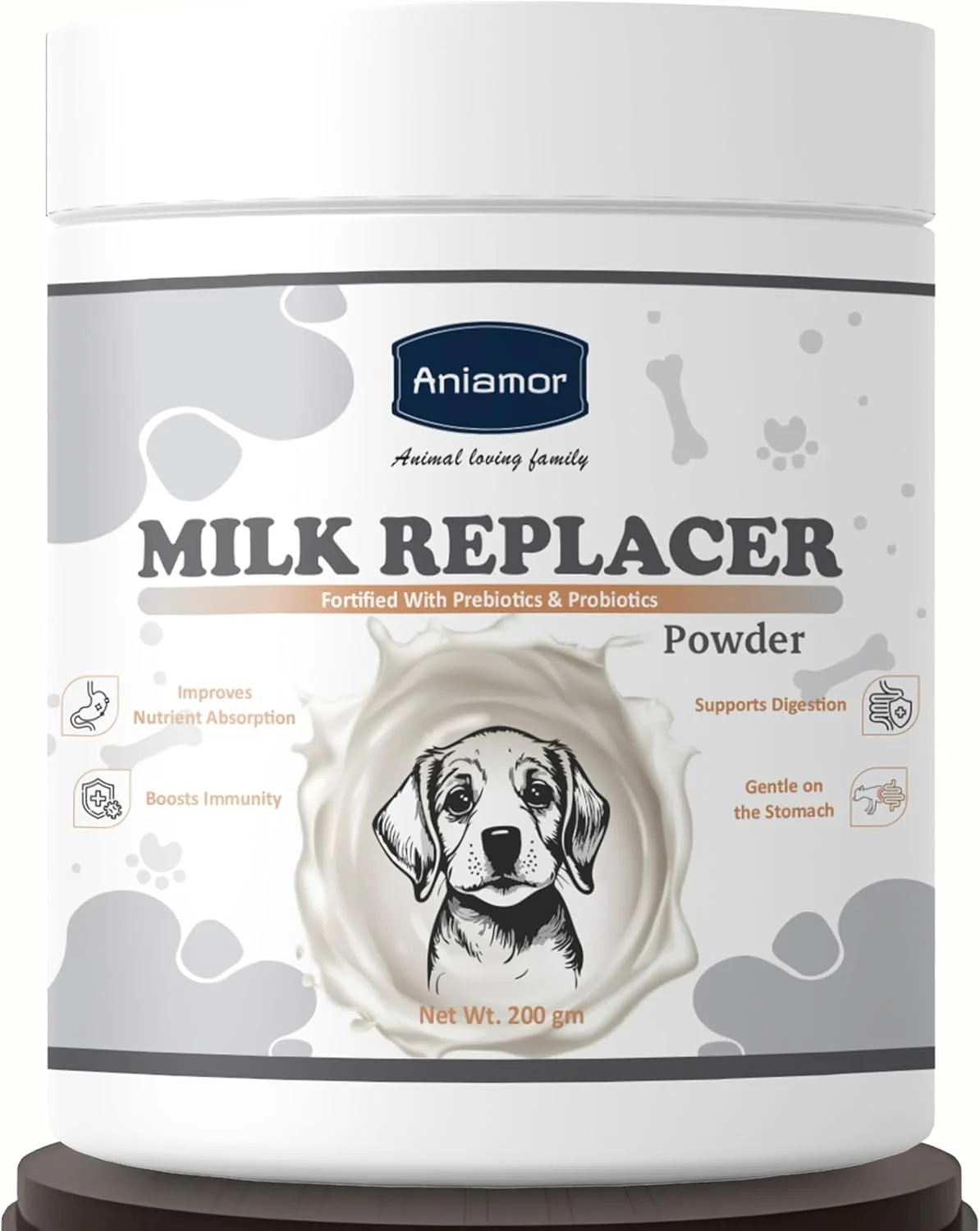 جایگزین شیر آنیامور همراه با پری‌بیوتیک برای سگ‌ها | سلامت دستگاه گوارش | مکمل حیوانات خانگی | تمام مراحل زندگی | شیشه 200 گرمی
