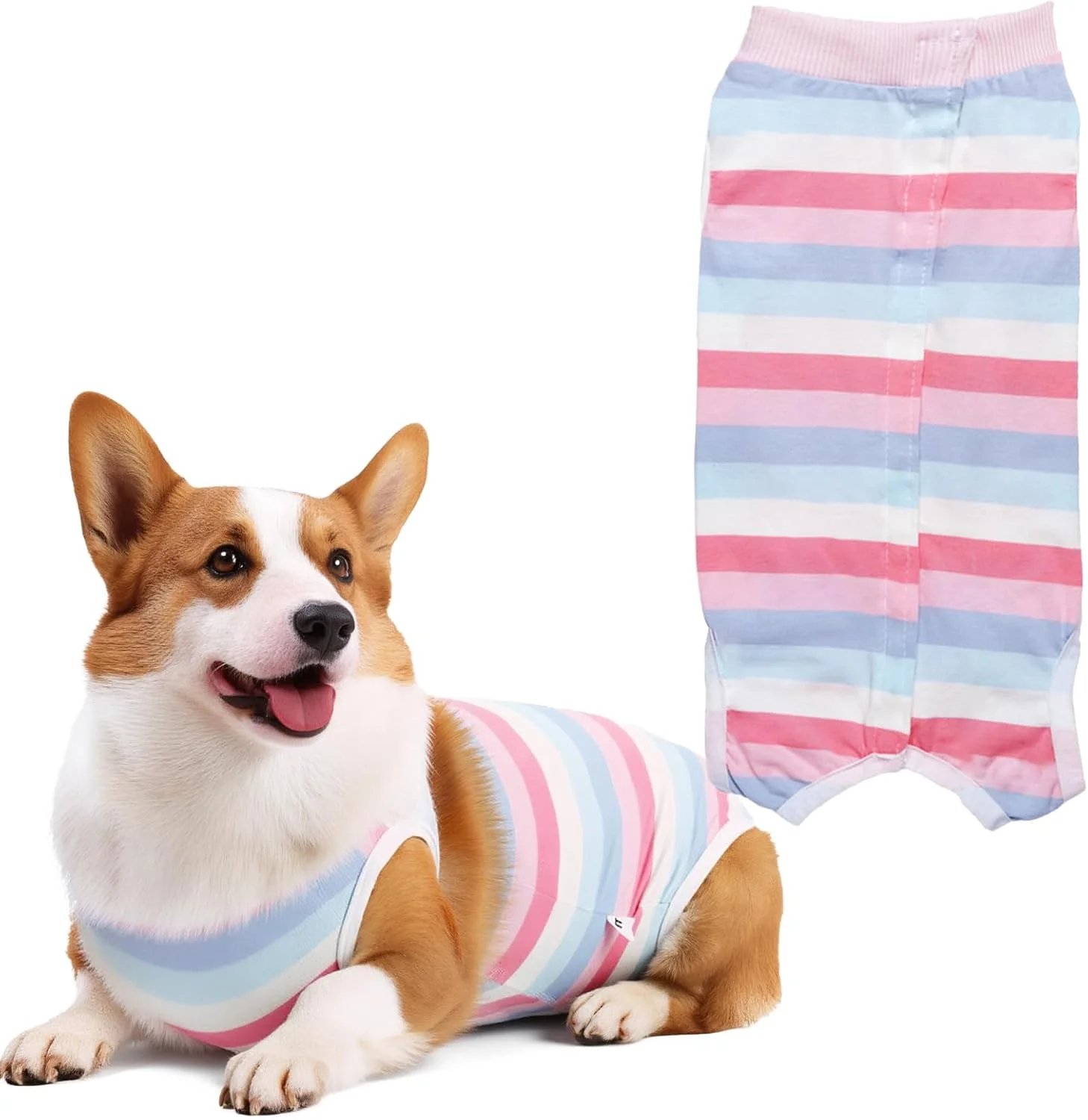 لباس ریکاوری سگ و گربه، مناسب سگ و گربه نر و ماده، محافظت از زخم و جلوگیری از لیسیدن، جایگزین قیف برای توله سگ ها بعد از جراحی، جلوگیری از لیسیدن و گاز گرفتن (L)