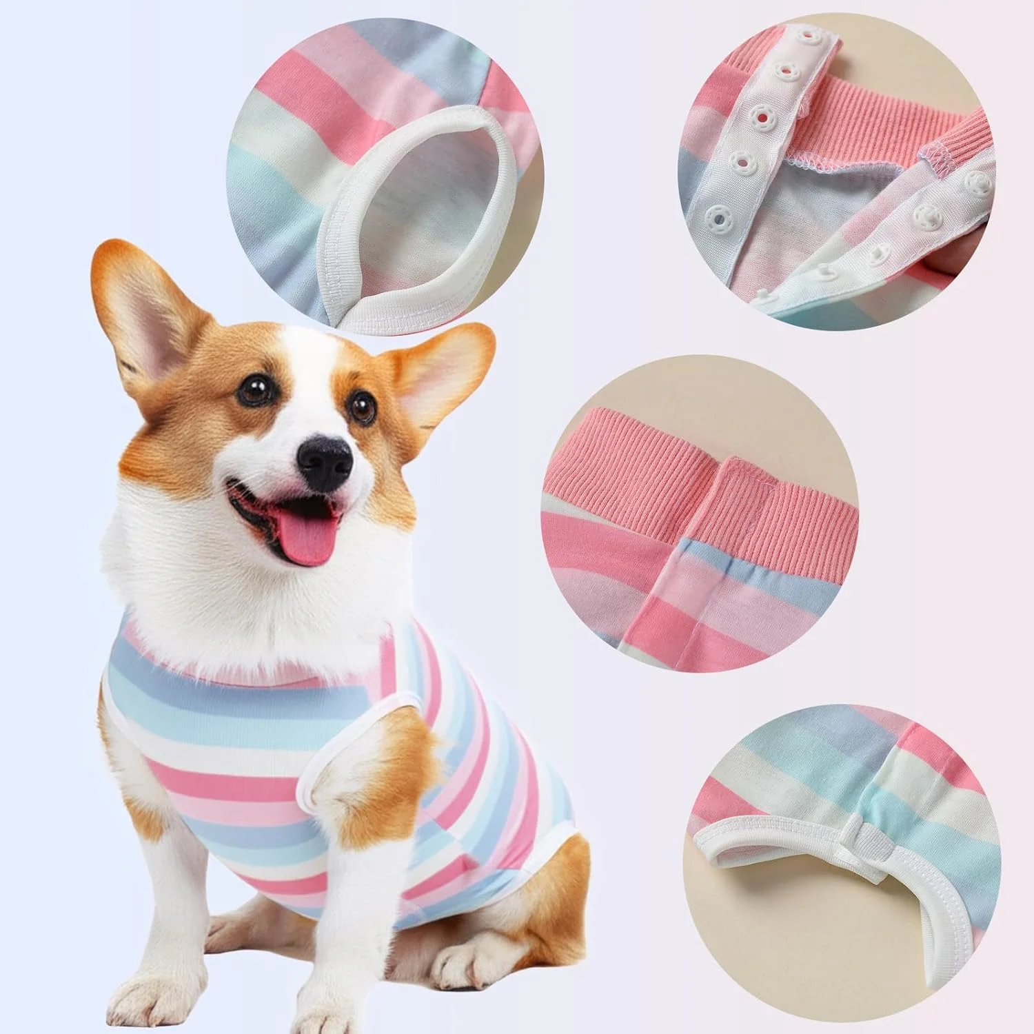 لباس ریکاوری سگ و گربه، مناسب سگ و گربه نر و ماده، محافظت از زخم و جلوگیری از لیسیدن، جایگزین قیف برای توله سگ ها بعد از جراحی، جلوگیری از لیسیدن و گاز گرفتن (L)