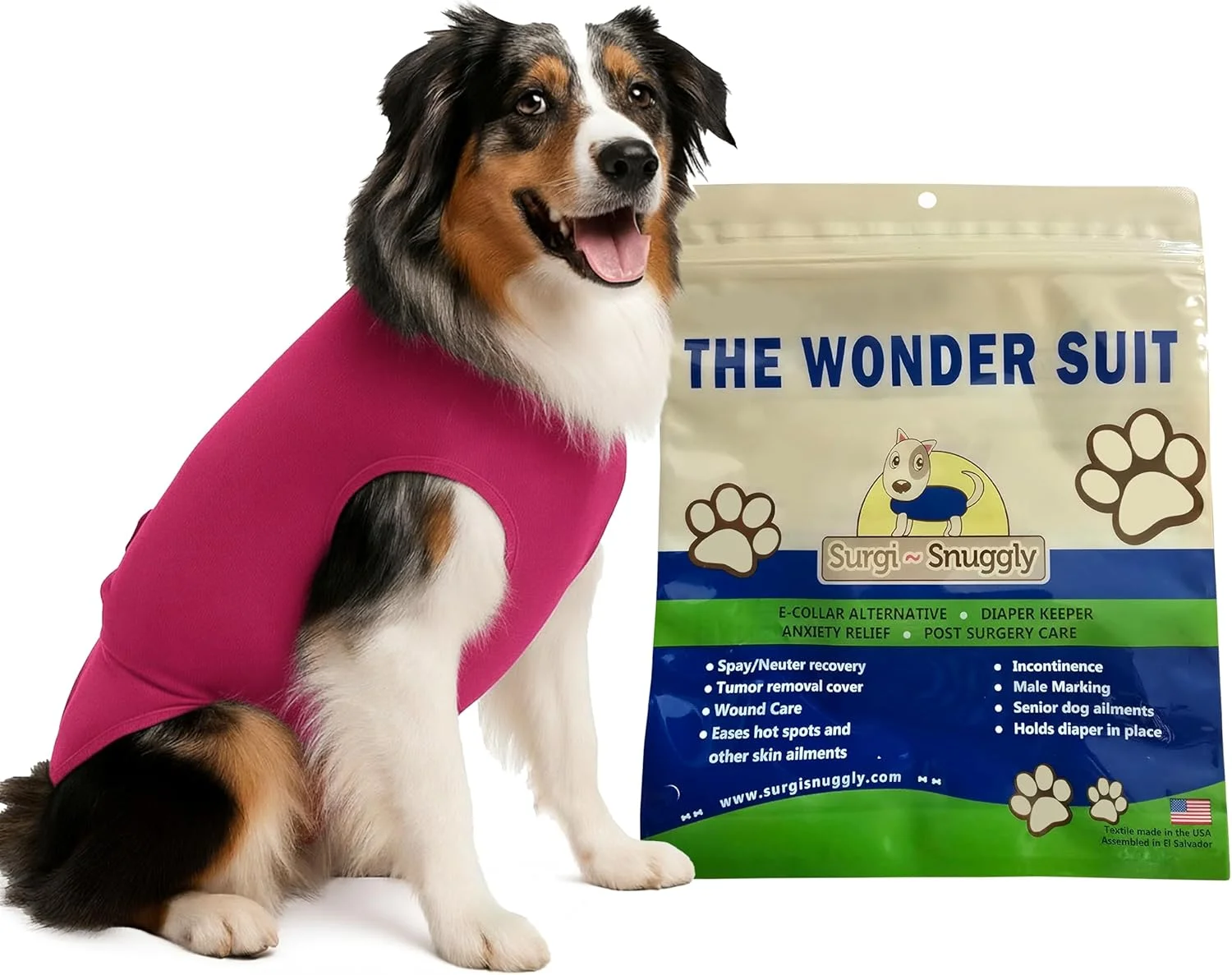 لباس نقاهت جراحی سگ SurgiSnuggly، لباس حیوانات خانگی برای سگ ها بعد از جراحی، جایگزین یقه الیزابت برای همه نژادهای سگ، لباس نقاهت جراحی صورتی سایز بزرگ