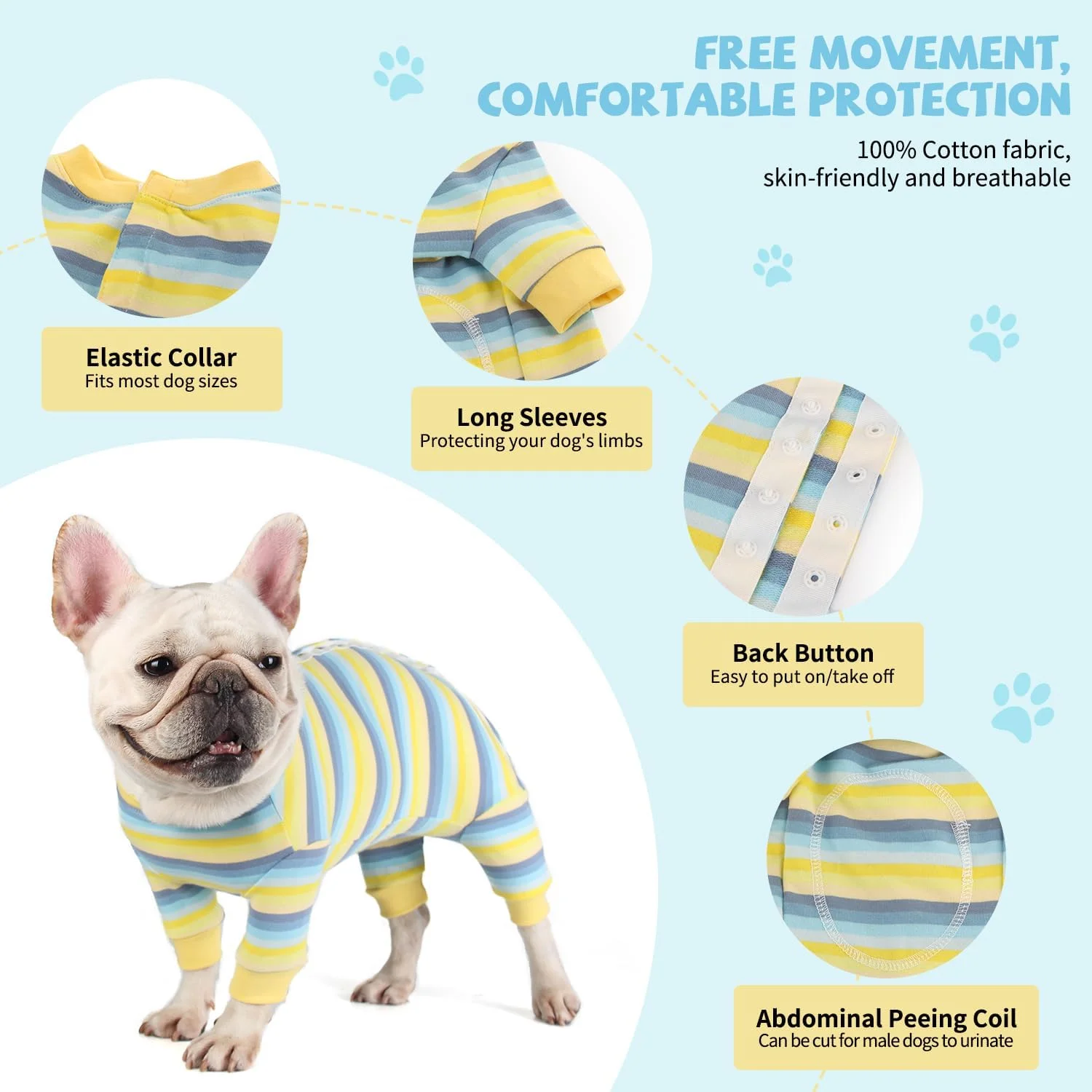 لباس سرهمی سگ برای دوران نقاهت بعد از جراحی، لباس جراحی حیوانات خانگی برای سگ های نر و ماده، جایگزین قلاده الیزابت، محافظ زخم های شکمی بعد از عقیم سازی، لباس ضد لیسیدن سگ برای سگ های کوچک و متوسط