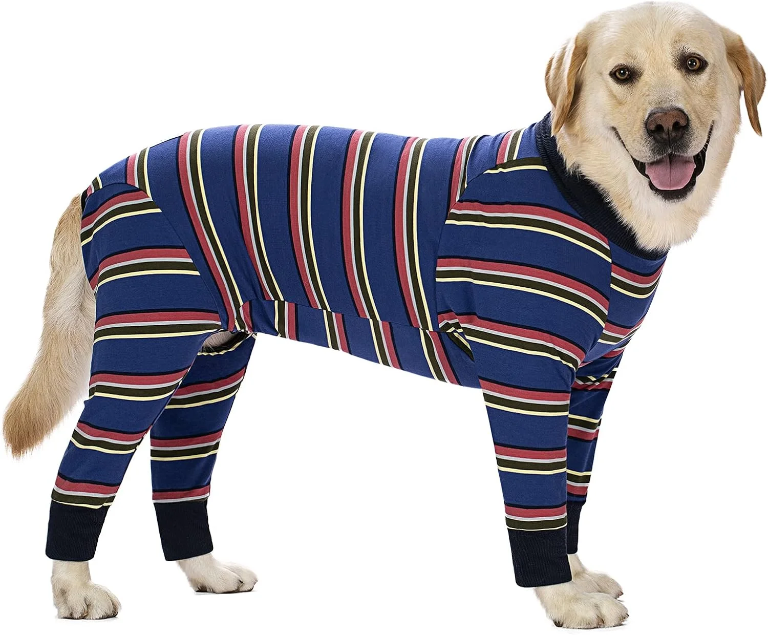 لباس نقاهت سگ، مناسب سگ های نر و ماده بعد از جراحی، لباس یکسره برای سگ های سایز متوسط و بزرگ، لباس سبک برای جلوگیری از ریزش مو و لیسیدن زخم جراحی، لباس خواب سگ، پوشش کامل شکم