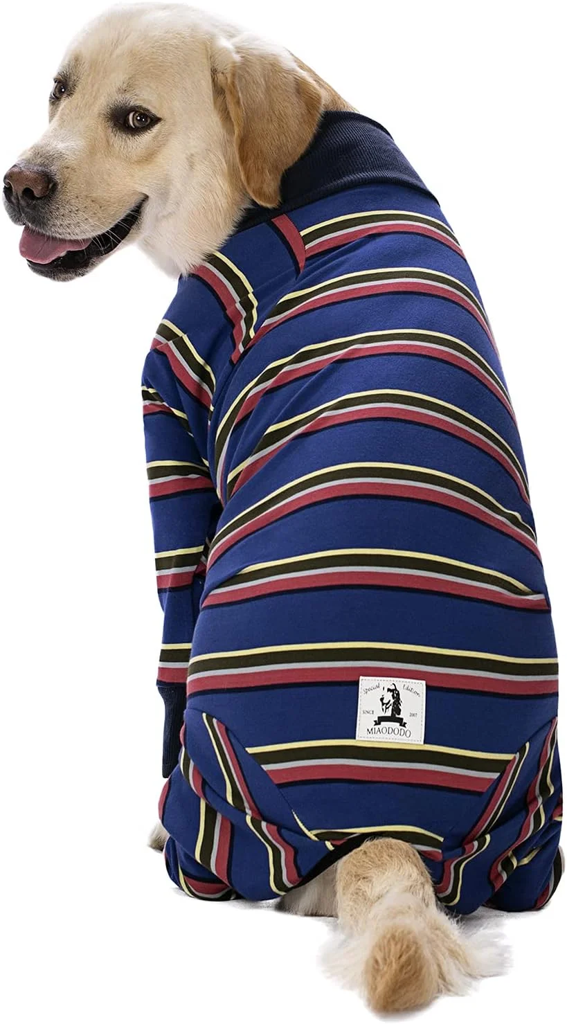 لباس نقاهت سگ، مناسب سگ های نر و ماده بعد از جراحی، لباس یکسره برای سگ های سایز متوسط و بزرگ، لباس سبک برای جلوگیری از ریزش مو و لیسیدن زخم جراحی، لباس خواب سگ، پوشش کامل شکم