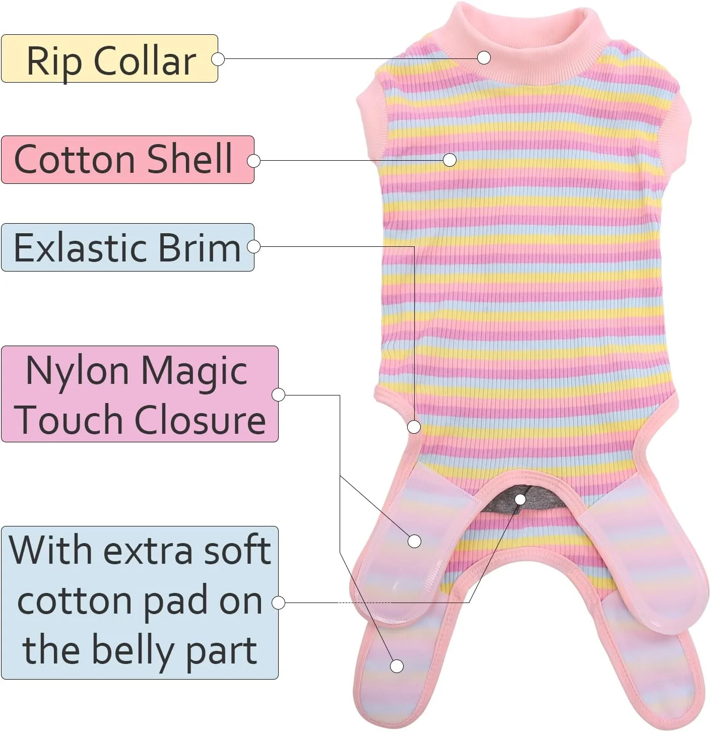 لباس ریکاوری سگ و گربه، محافظ زخم شکمی بعد از عمل، جلوگیری از لیسیدن زخم، لباس جراحی سگ (صورتی، XXL)