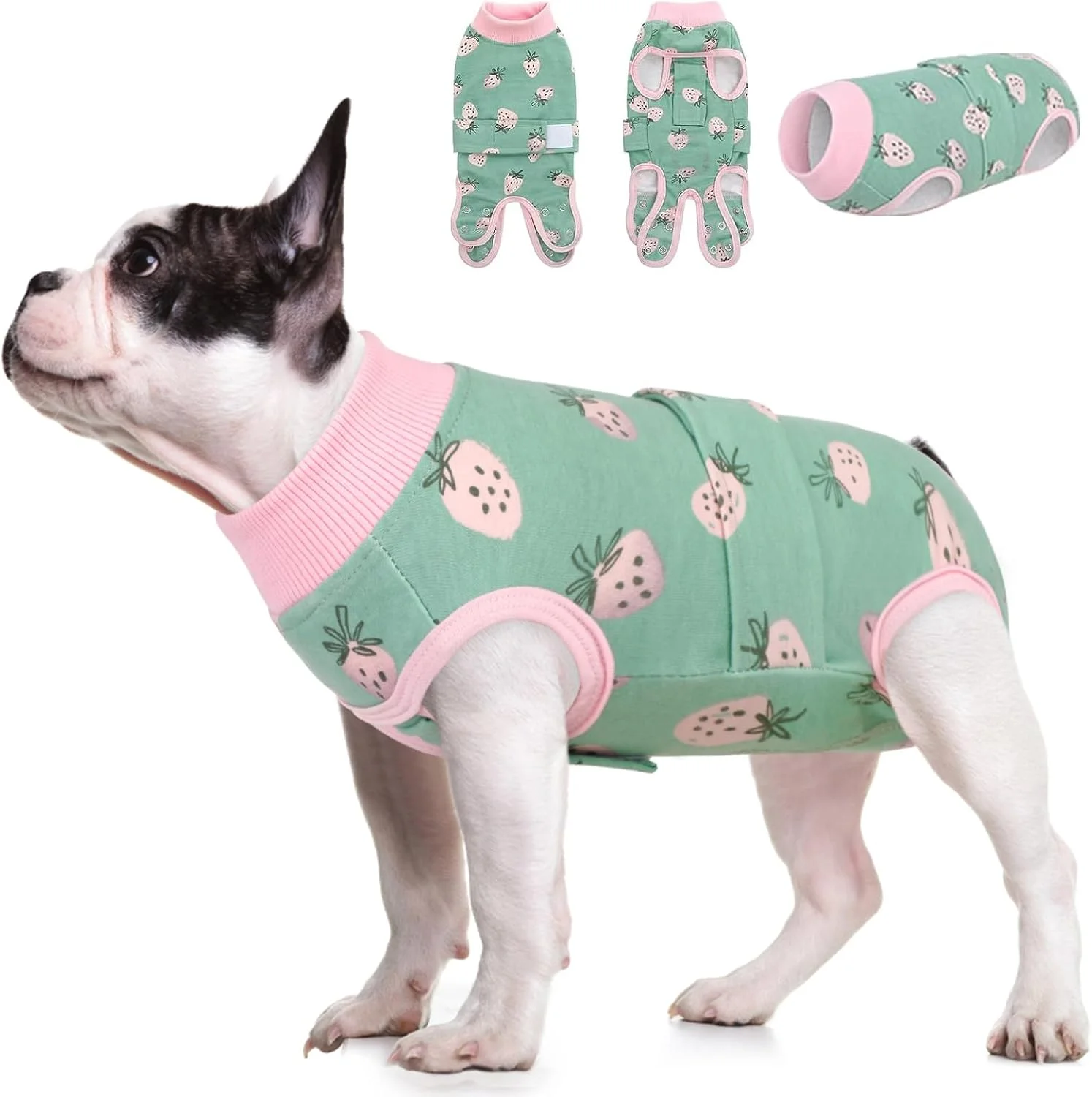 لباس نقاهت سگ KOESON، لباس جراحی حیوانات خانگی نر و ماده، پیراهن ریکاوری شکمی حرفه ای سگ با سوراخ ادرار، لباس جراحی نرم ضد لیسیدن، توت فرنگی XS