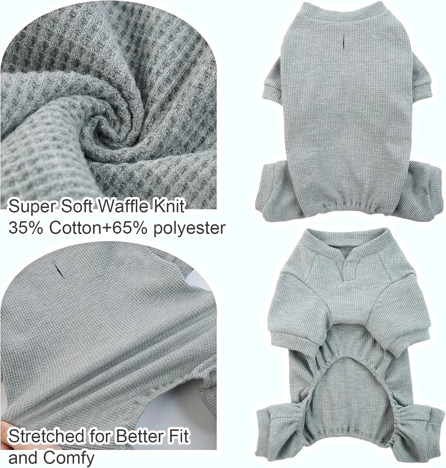 لباس جراحی سگ PUMYPOREITY، لباس خواب سرهمی چهار پا توله سگ، محافظت کامل از زخم، جلیقه بعد از عمل برای سگ های نر و ماده (خاکستری، XS)