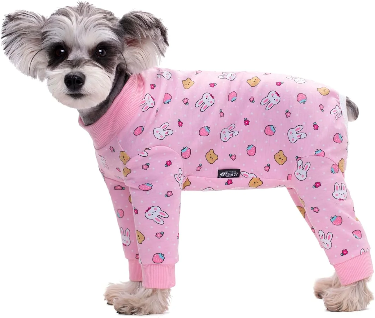 لباس سگ کوچک، لباس یکسره الاستیک حیوانات خانگی محافظ مفاصل، ضد مو، ضد لیسیدن، لباس خواب توله سگ، جامپسوت سگ برای سگ های کوچک (XS، خرگوش های صورتی)