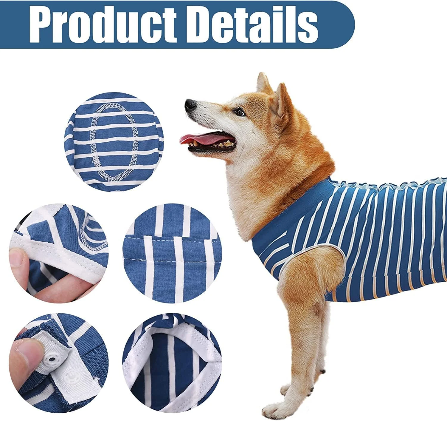 لباس ریکاوری سگ جودسن، لباس ریکاوری جراحی برای سگ و گربه بعد از عمل، جایگزین قلاده مخروطی الکترونیکی، محافظت از زخم شکمی بعد از عمل، ضد لیسیدن