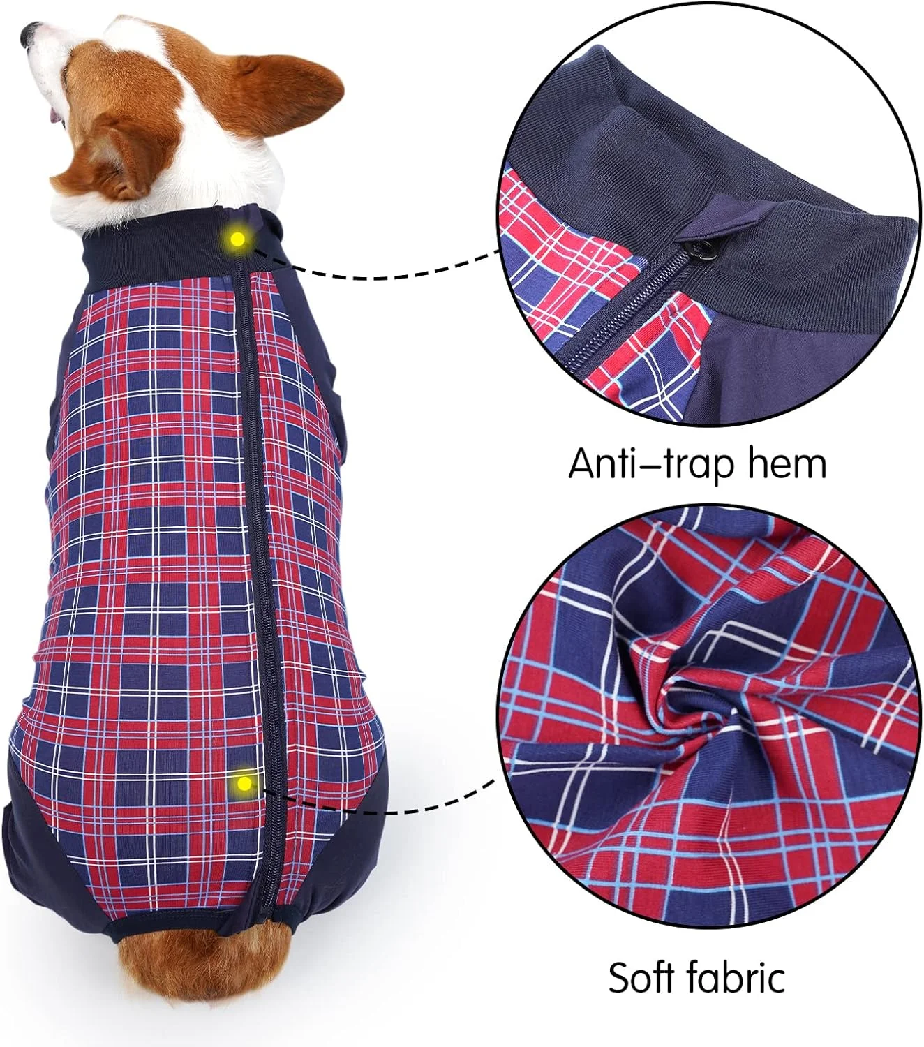 لباس بهبودی سگ Heywean آستین بلند، لباس یکسره سگ بعد از عمل جراحی با زیپ، محافظ زخم، لباس خواب سگ، جایگزین قلاده الیزابت