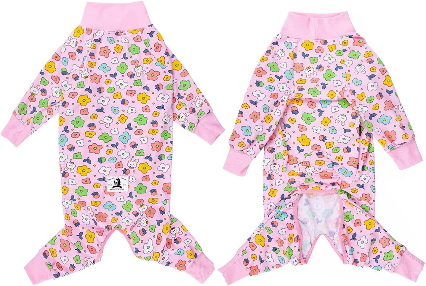 لباس سگ بزرگ، لباس یکسره الاستیک حیوانات خانگی محافظ مفاصل، ضد مو و ضد لیسیدن، لباس خواب حیوانات خانگی سگ، جامپسوت سگ برای سگ های متوسط و بزرگ (XXXL، گل های صورتی)