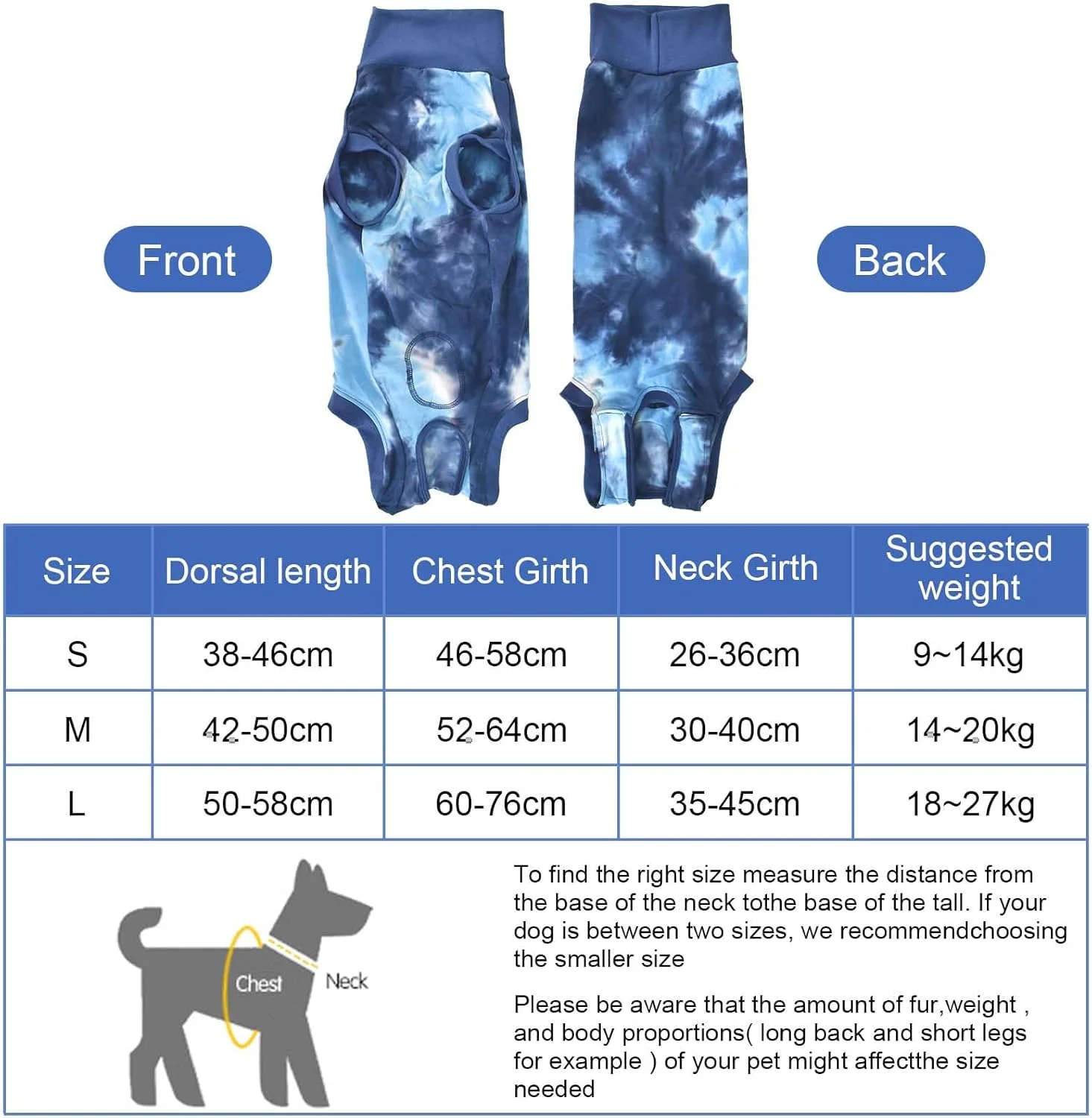 لباس نقاهت سگ، محافظ زخم برای توله سگ ها، لباس بدن سگ بعد از عمل جراحی، بعد از عمل جراحی، جایگزین قلاده، جلوگیری از لیسیدن برای سگ های کوچک، متوسط و بزرگ