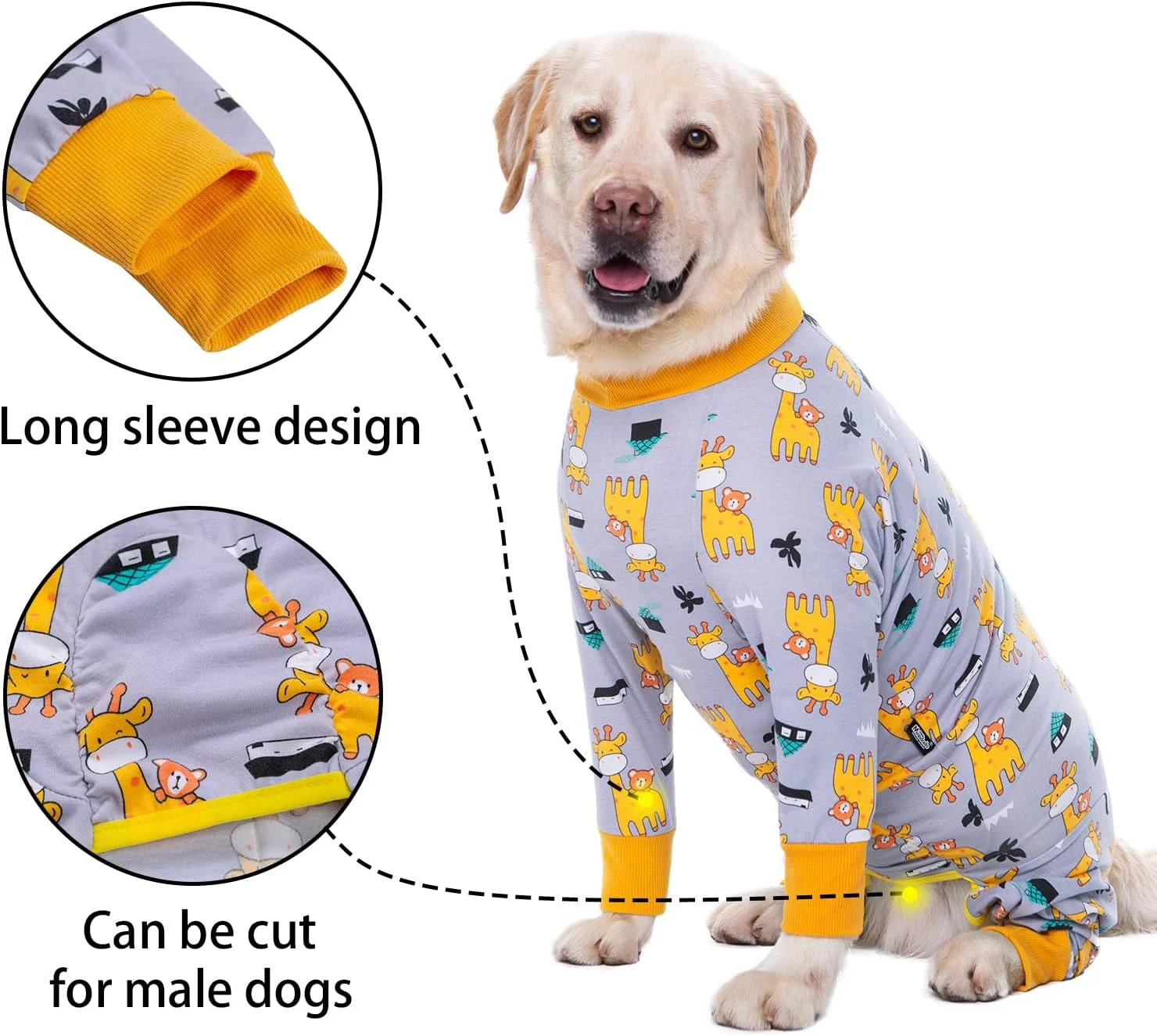 لباس محافظ سگ بعد از عمل جراحی، لباس یکسره سگ، لباس بعد از عقیم سازی/جراحی سگ نر، لباس ریکاوری سگ بعد از عمل جراحی، لباس محافظ زخم آستین بلند، جایگزین قلاده برای سگ ها