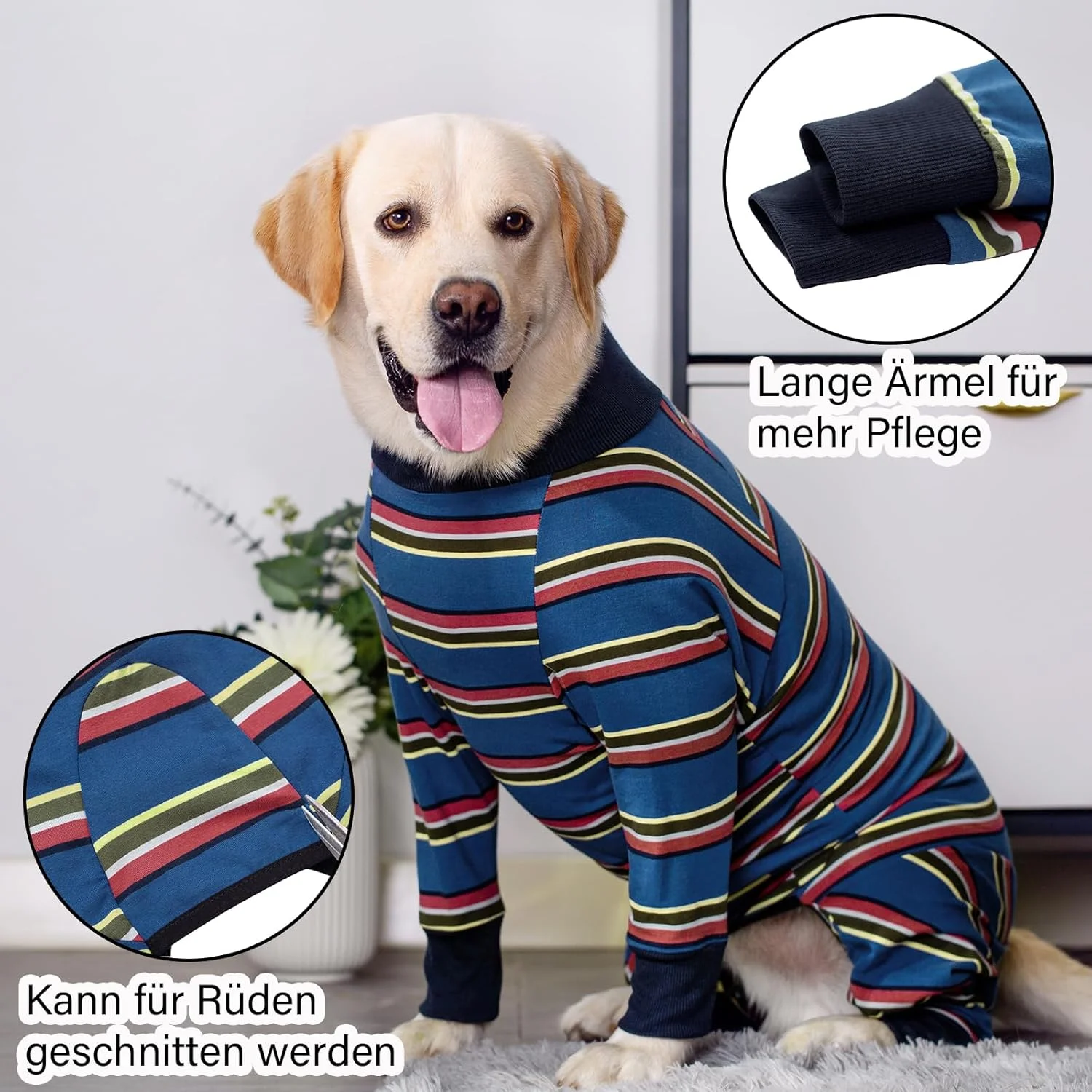 لباس سگ بعد از جراحی، لباس یکسره سگ، لباس جراحی/ عقیم سازی سگ نر، لباس ریکاوری سگ بعد از جراحی، لباس محافظ زخم آستین بلند، جایگزین قلاده برای سگ ها