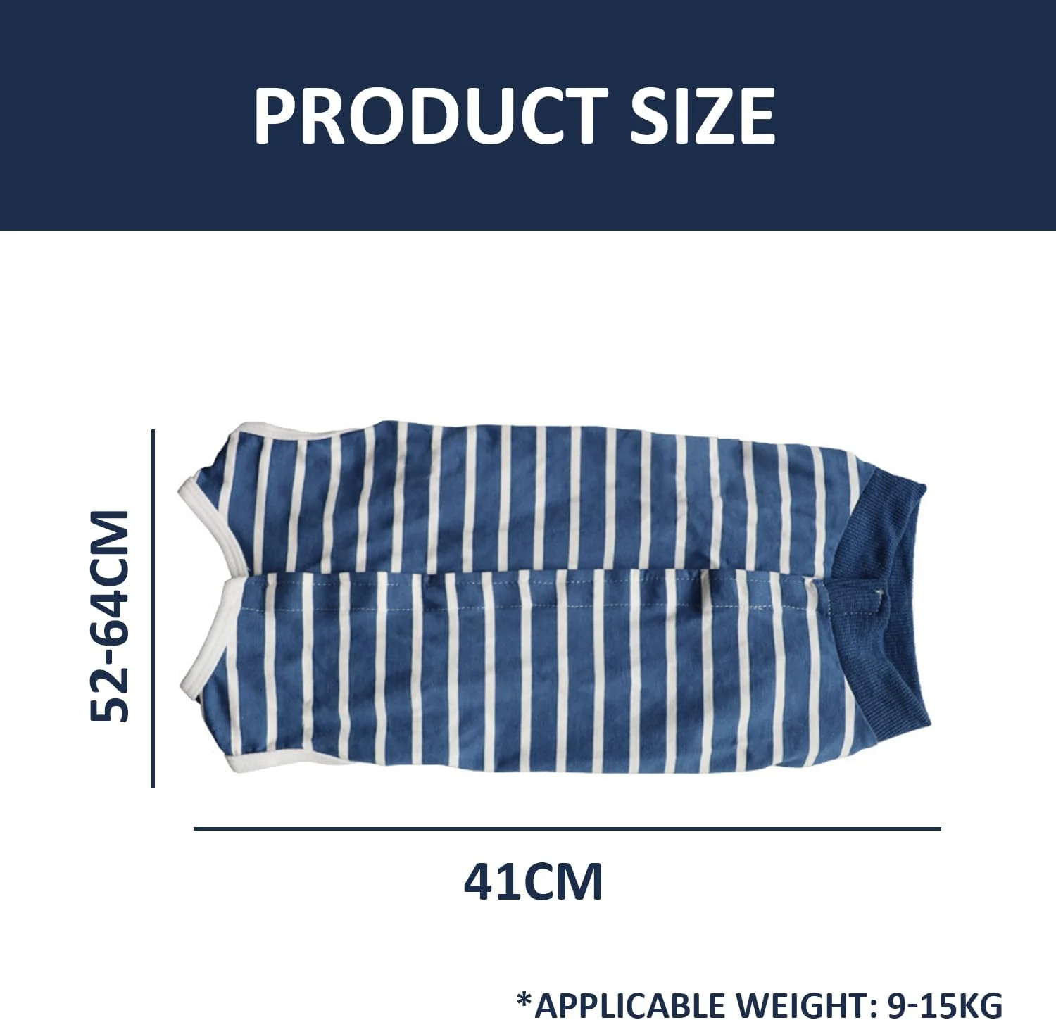 لباس نقاهت سگ، لباس حیوانات خانگی، لباس راه راه، لباس محافظ زخم، لباس خواب سگ - 1 عدد آبی