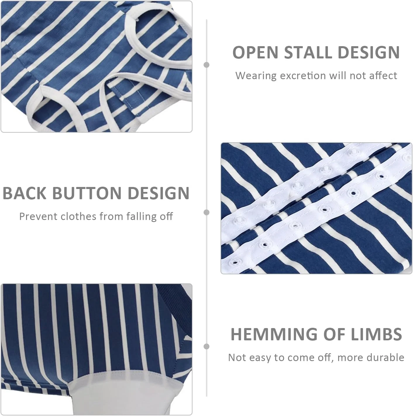 لباس نقاهت سگ، لباس حیوانات خانگی، لباس راه راه، لباس محافظ زخم، لباس خواب سگ - 1 عدد آبی