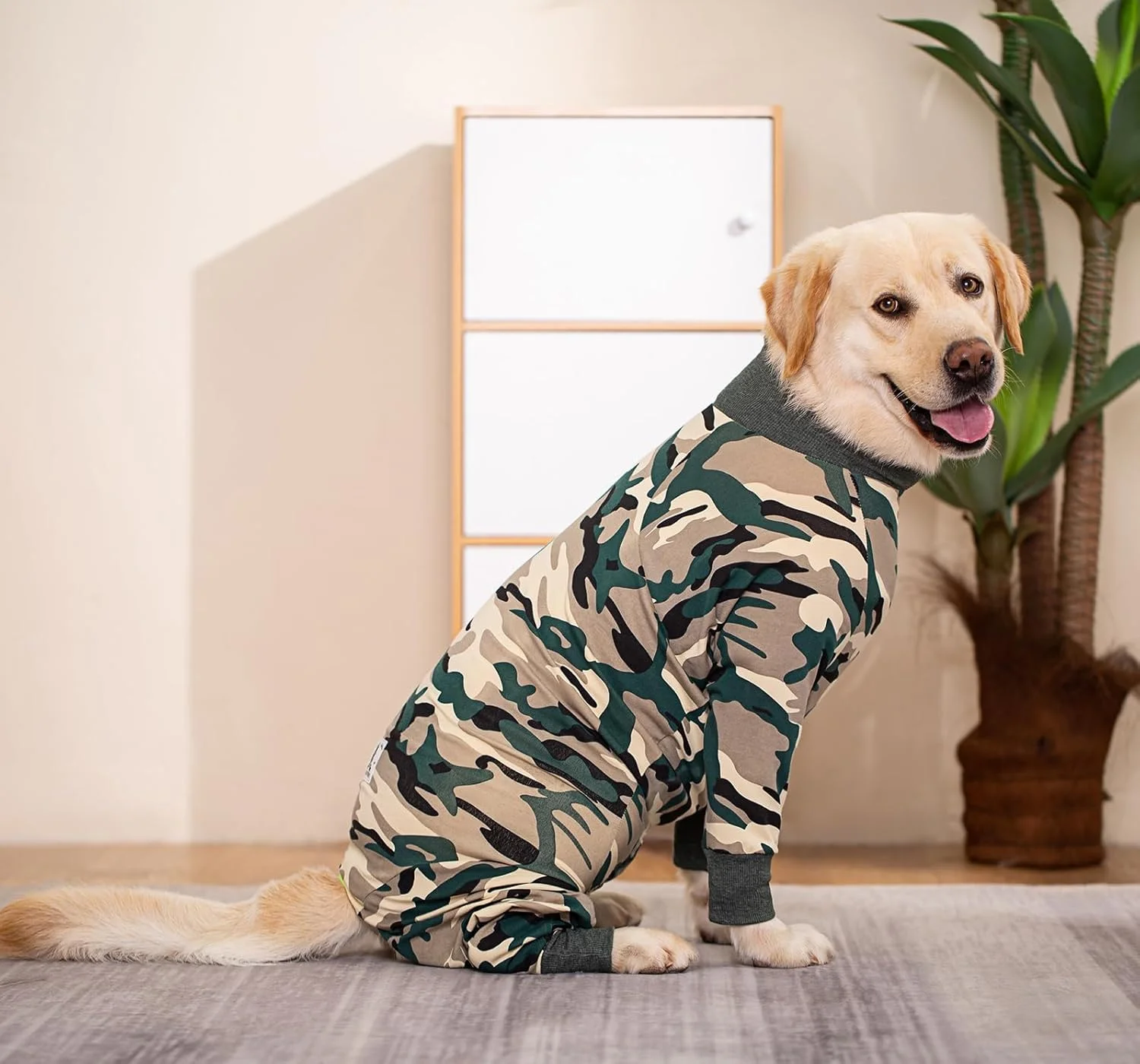 لباس بزرگ سگ، لباس سرهمی سگ محافظ مفاصل، لباس خواب حیوانات خانگی، لباس سرهمی سگ برای سگ های بزرگ متوسط (XXXL، استتار سفید)