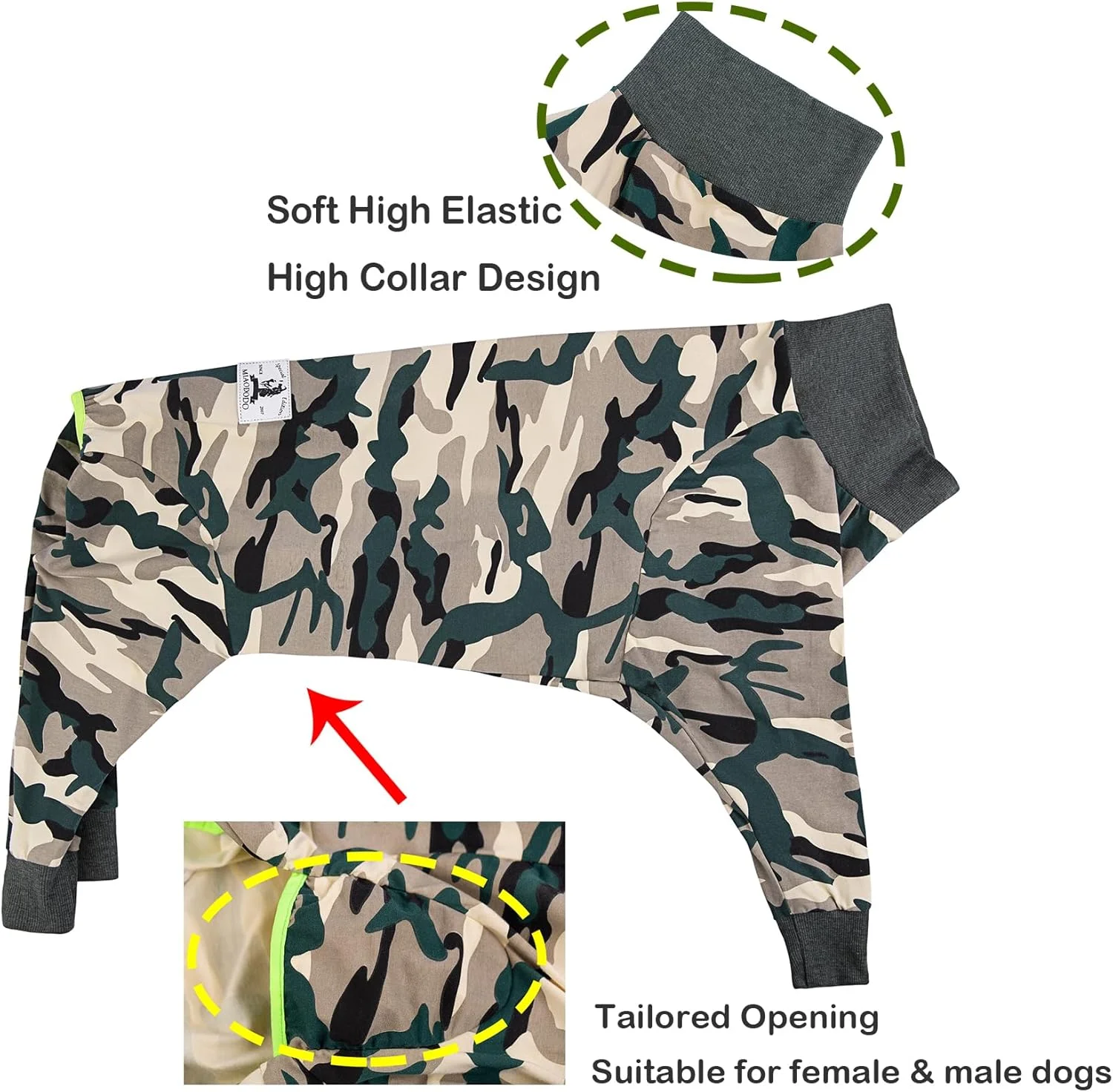 لباس بزرگ سگ، لباس سرهمی سگ محافظ مفاصل، لباس خواب حیوانات خانگی، لباس سرهمی سگ برای سگ های بزرگ متوسط (XXXL، استتار سفید)