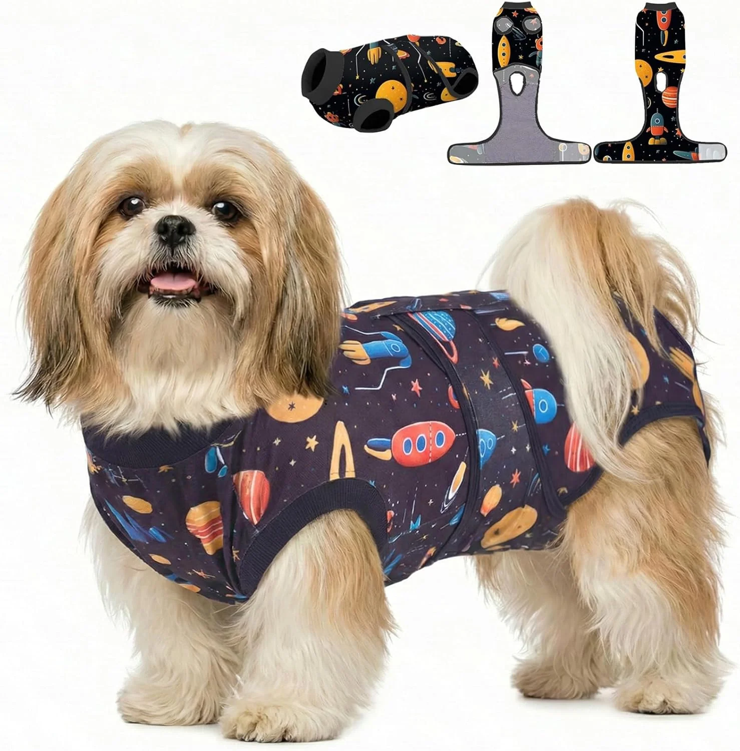 لباس ریکاوری حیوانات خانگی، لباس یکسره برای سگ ها، لباس ریکاوری برای سگ های نر و ماده، جایگزین قلاده الیزابت، طرح کهکشانی، مشکی طلایی، XS لباس ریکاوری حیوانات خانگی، لباس یکسره برای سگ ها، لباس ریکاوری برای سگ های نر و ماده، جایگزین قلاده الیزابت، طرح کهکشانی، مشکی طلایی، XS