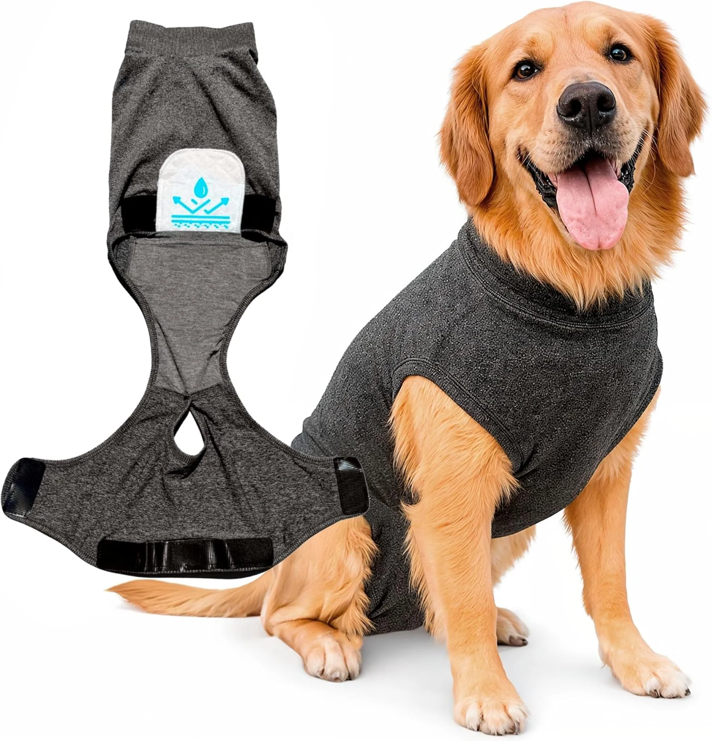 (2) لباس ریکاوری سگ با پدهای ضد آب - لباس جراحی سگ برای بهبودی بعد از عمل - لباس ریکاوری سگ بعد از جراحی با پارچه کشسان 4 طرفه و چسبی - خاکستری متوسط (2) لباس ریکاوری سگ با پدهای ضد آب - لباس جراحی سگ برای بهبودی بعد از عمل - لباس ریکاوری سگ بعد از جراحی با پارچه کشسان 4 طرفه و چسبی - خاکستری متوسط