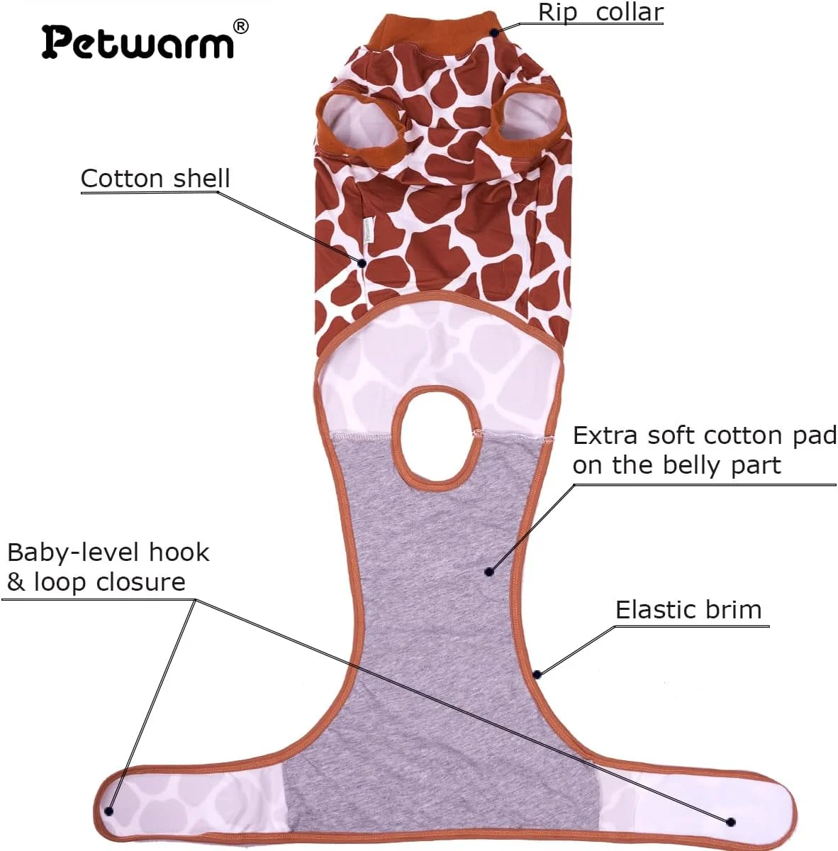 لباس سرهمی سگ PetWarm، لباس ریکاوری برای سگ های نر و ماده، لباس بدن برای زخم های شکمی و بیماری های پوستی، لباس ریکاوری سگ، لباس سرهمی سگ، طرح پلنگی، قهوه ای، XS لباس سرهمی سگ PetWarm، لباس ریکاوری برای سگ های نر و ماده، لباس بدن برای زخم های شکمی و بیماری های پوستی، لباس ریکاوری سگ، لباس سرهمی سگ، طرح پلنگی، قهوه ای، XS