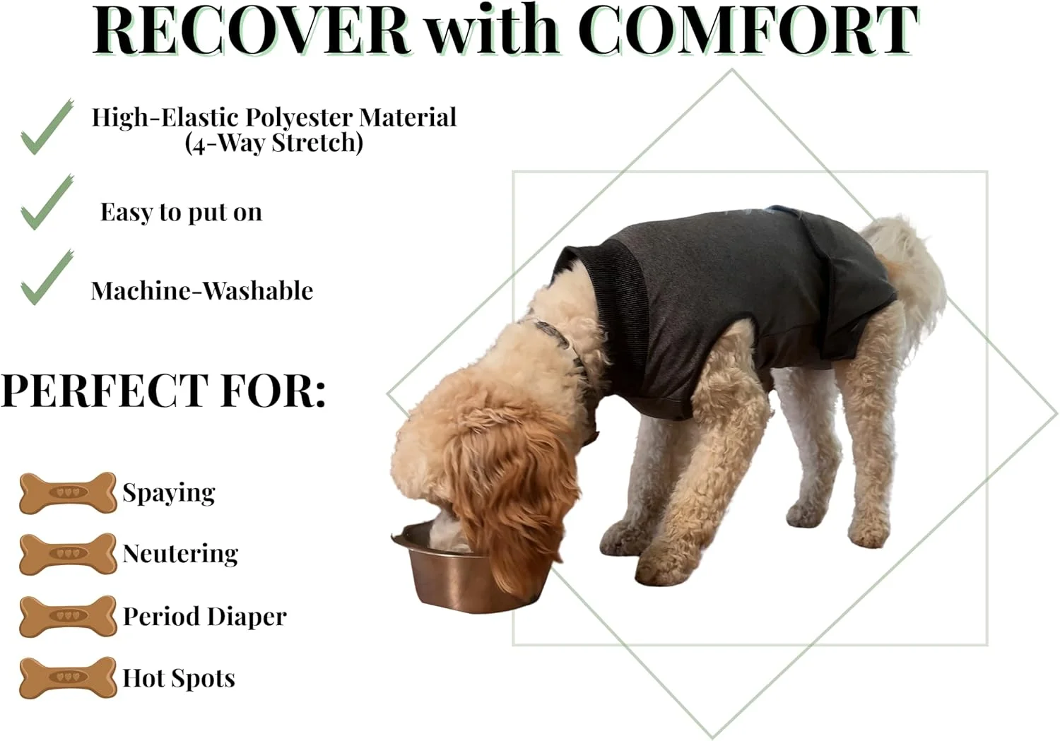 (2) لباس ریکاوری سگ با پدهای ضد آب - لباس جراحی سگ برای بهبودی بعد از عمل - لباس ریکاوری سگ بعد از جراحی با پارچه کشسان 4 طرفه و چسبی - خاکستری متوسط (2) لباس ریکاوری سگ با پدهای ضد آب - لباس جراحی سگ برای بهبودی بعد از عمل - لباس ریکاوری سگ بعد از جراحی با پارچه کشسان 4 طرفه و چسبی - خاکستری متوسط