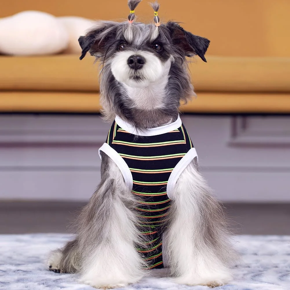 لباس نقاهت جراحی سگ و گربه کوکاستر، لباس بعد از عمل برای سگ های نر و ماده، نرم، راحت و تنفس پذیر (راه راه مشکی-L) لباس نقاهت جراحی سگ و گربه کوکاستر، لباس بعد از عمل برای سگ های نر و ماده، نرم، راحت و تنفس پذیر (راه راه مشکی-L)