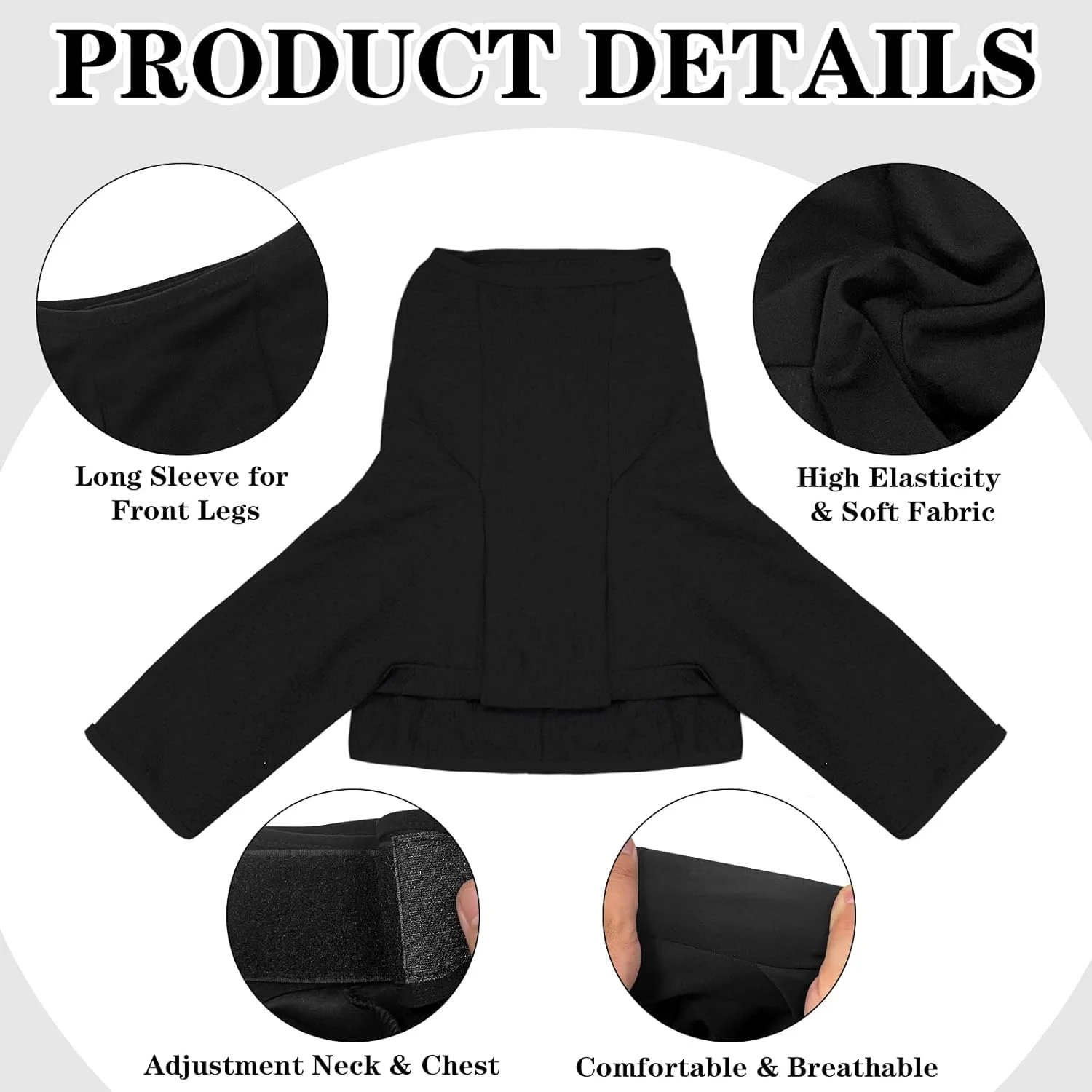 آستین محافظ پای سگ، محافظ آرنج پای جلویی سگ، لباس بهبودی سگ پس از جراحی برای جلوگیری از لیسیدن و گاز گرفتن (مشکی، 2XL)