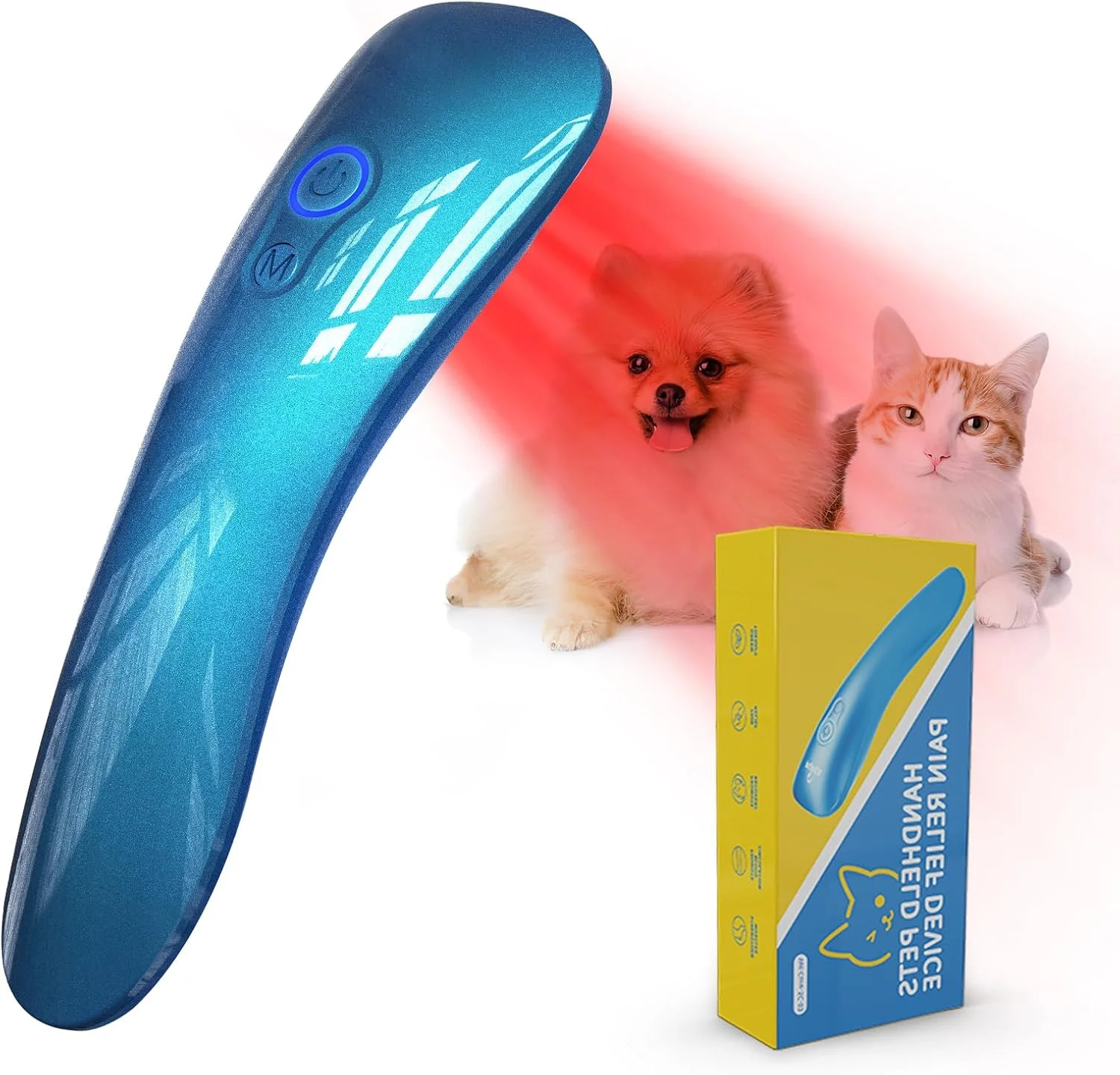 دستگاه نوردرمانی لیزری قابل حمل با نور قرمز، دارای ۱۸ لامپ ۶۲۰ نانومتری، مناسب برای عضلات، مفاصل ران و درد مفاصل حیوانات خانگی، مراقبت از زخم، رفع مشکلات بدن و کاهش التهاب (آبی)