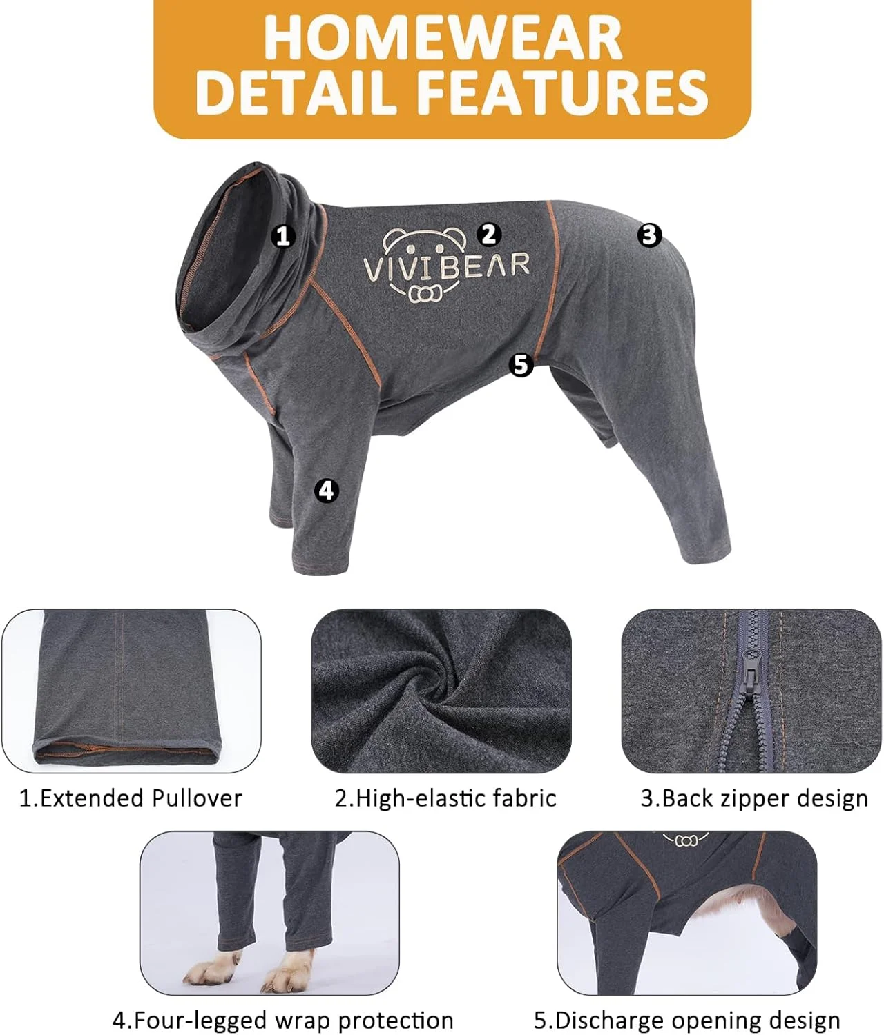 لباس نقاهت سگ، لباس پزشکی یک تکه سگ، لباس نجات، محافظت از زخم، جایگزین یقه مخروطی سگ، مناسب برای سگ های متوسط و بزرگ، خاکستری سایز L