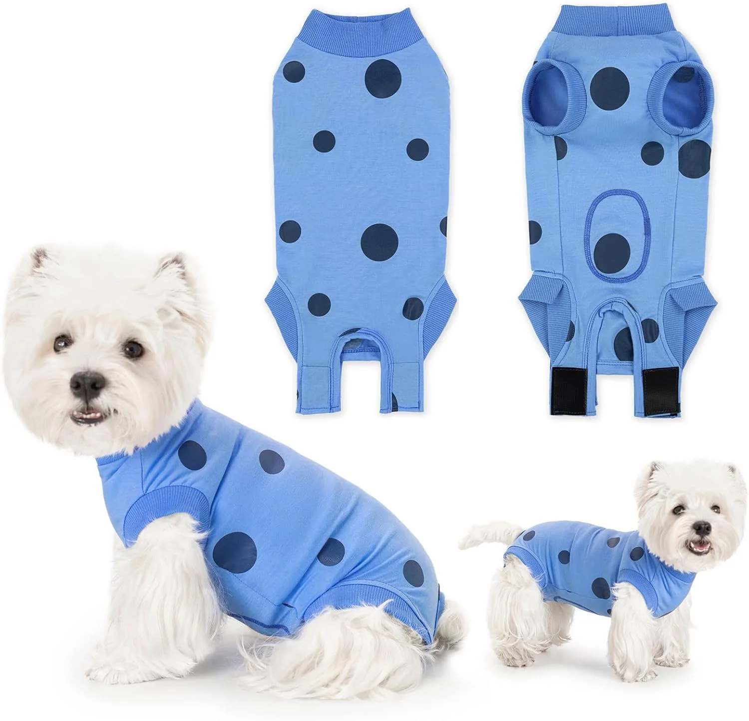 لباس بدن سگ نرم بعد از عمل، لباس بدن سگ قابل تنظیم، لباس جراحی تنفسی سگ برای ریزش مو، آلرژی، ضد لیسیدن، محافظت از زخم (آبی)