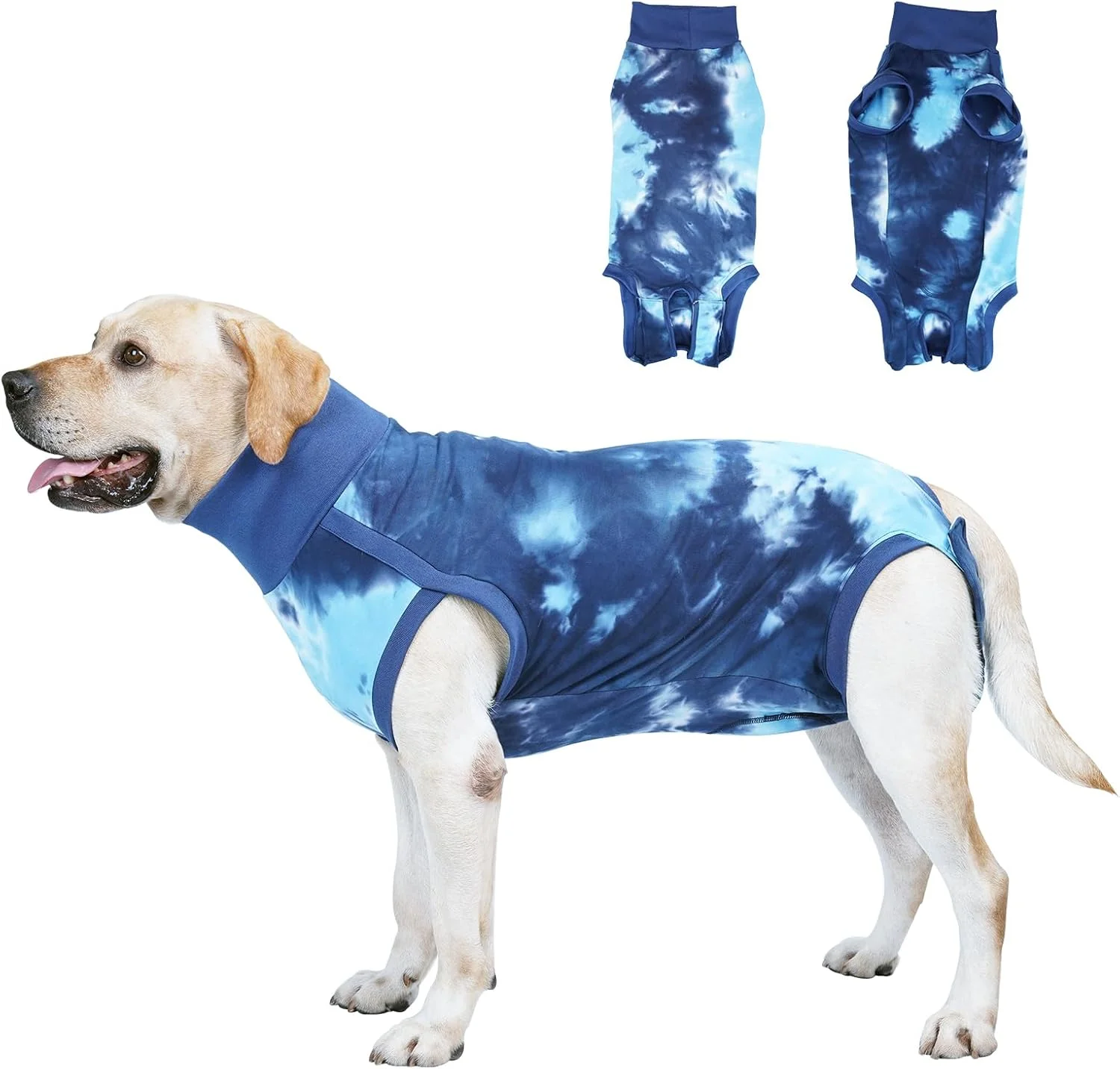 لباس نقاهت سگ بعد از جراحی، لباس مخصوص سگ ماده و نر، لباس یکسره سگ برای بعد از جراحی، زخم های شکمی و مشکلات پوستی، آبی، XL