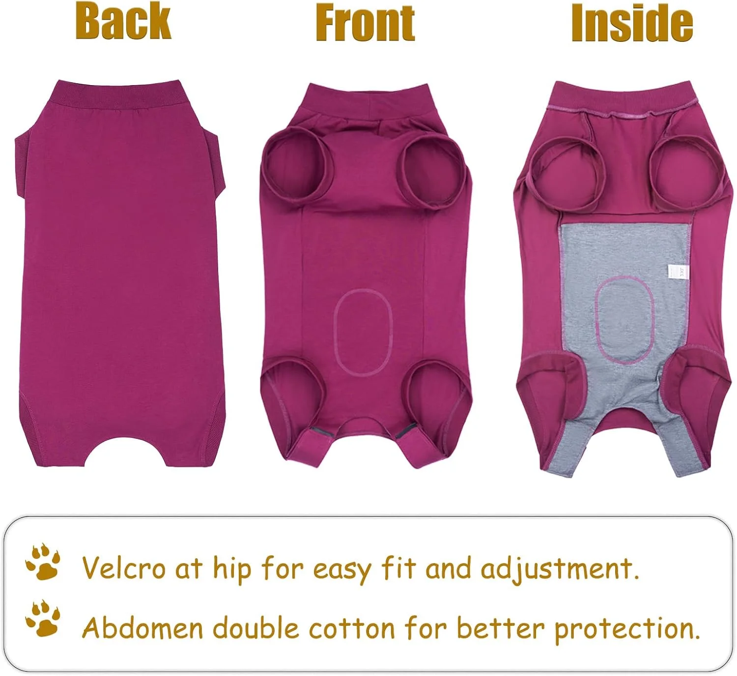 لباس محافظ بدن سگ بعد از عمل جراحی، لباس پزشکی سگ، لباس یکسره سگ، محافظ زخم با بستن چسبی، جایگزین قیف