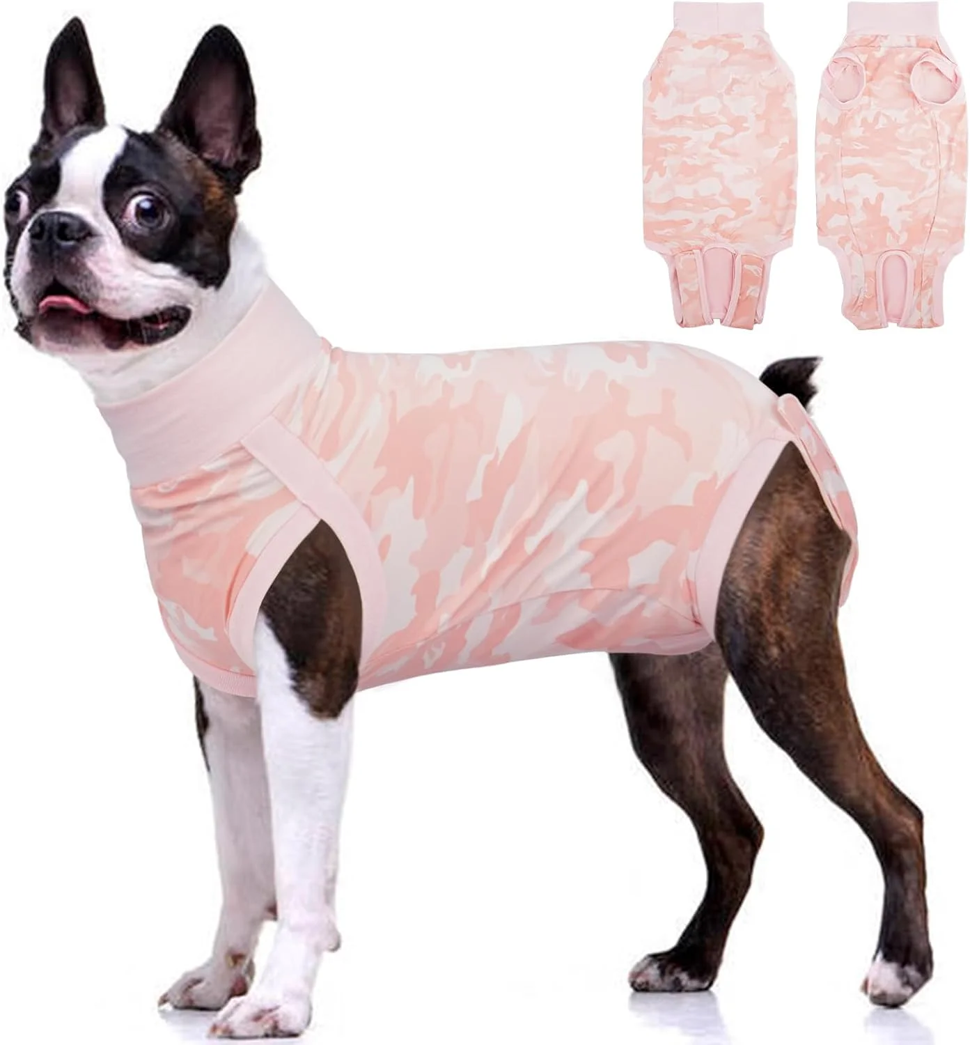 لباس نقاهت سگ BRKURLEG برای بعد از عمل جراحی، لباس نقاهت جراحی برای سگ گربه نر ماده، لباس سگ برای جراحی برای زخم های شکمی، جایگزین قلاده الیزابت و مخروط (صورتی، XS)