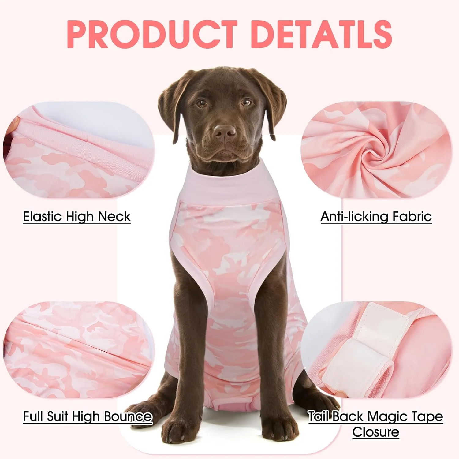 لباس نقاهت سگ BRKURLEG برای بعد از عمل جراحی، لباس نقاهت جراحی برای سگ گربه نر ماده، لباس سگ برای جراحی برای زخم های شکمی، جایگزین قلاده الیزابت و مخروط (صورتی، XS)