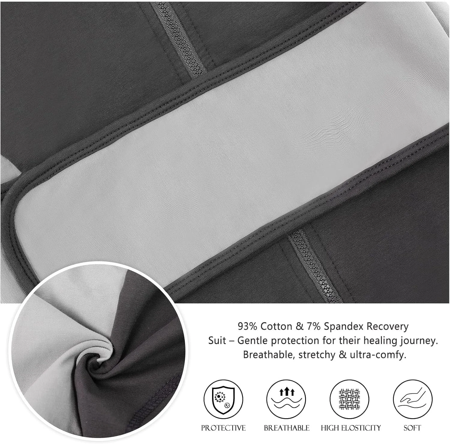 لباس نقاهت زیپی سگ ساومونگ، لباس جراحی سگ نخی مناسب عقیم سازی حیوانات خانگی نر و ماده، لباس یکسره تنفسی برای جلوگیری از لیسیدن زخم ها، جایگزین قلاده الیزابت و مخروطی برای گربه (خاکستری، کوچک)