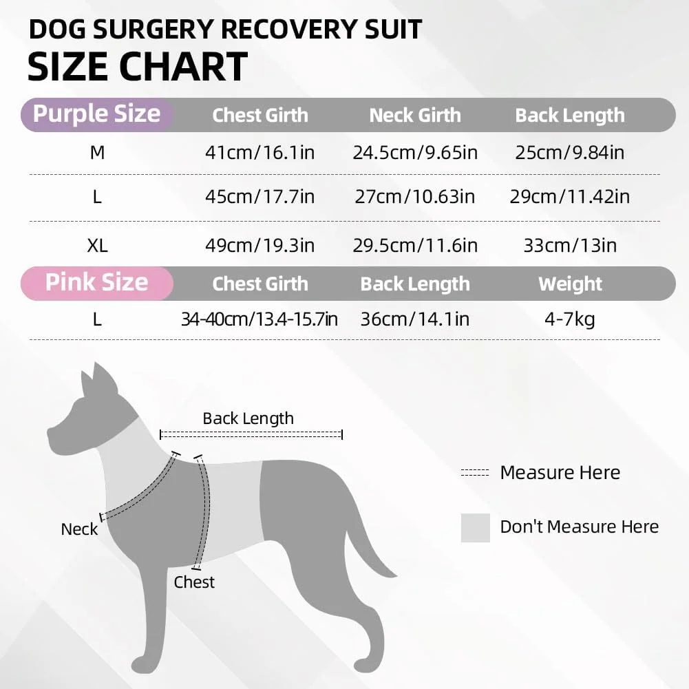 لباس نقاهت حیوانات خانگی، لباس سگ بعد از عمل جراحی، لباس محافظت از زخم اخته کردن برای سگ ها، لباس بدن بعد از عمل جراحی سگ، لباس جراحی حیوانات خانگی سگ، برای سگ های کوچک و متوسط، بلند - M (3.5-5 کیلوگرم)