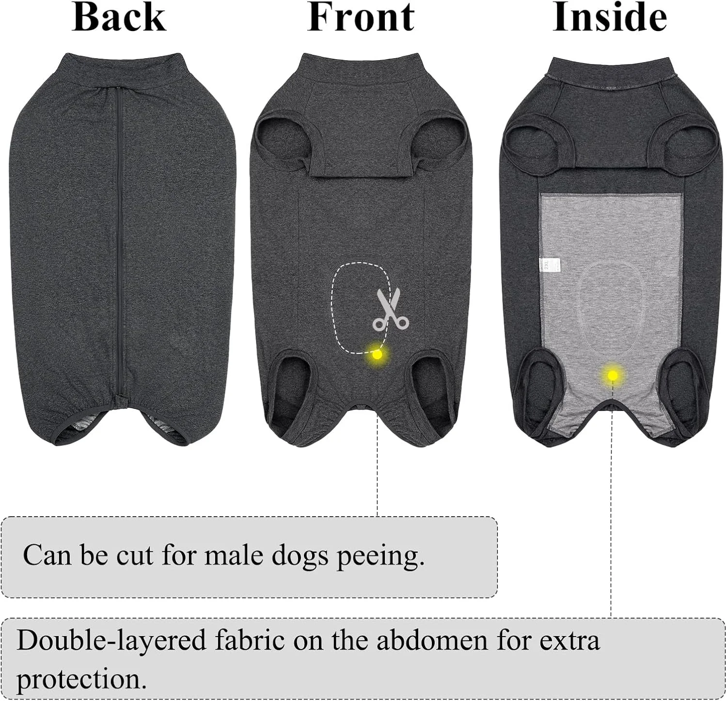 لباس نقاهت سگ با زیپ بالا، لباس جراحی سگ نر و ماده