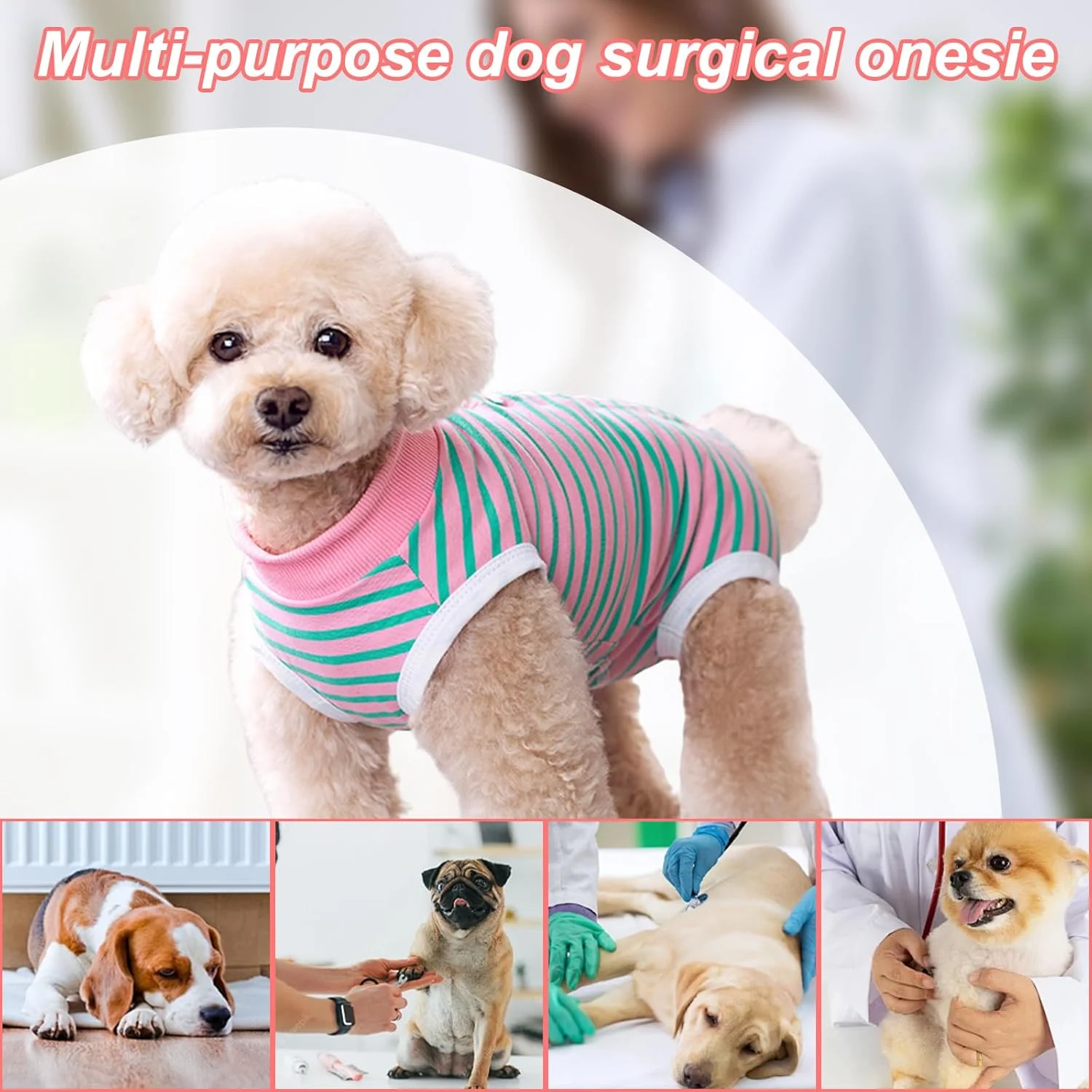 لباس جراحی سگ، لباس بدن نرم جراحی سگ برای محافظت از زخم آلرژی، جایگزین قیف (XS)